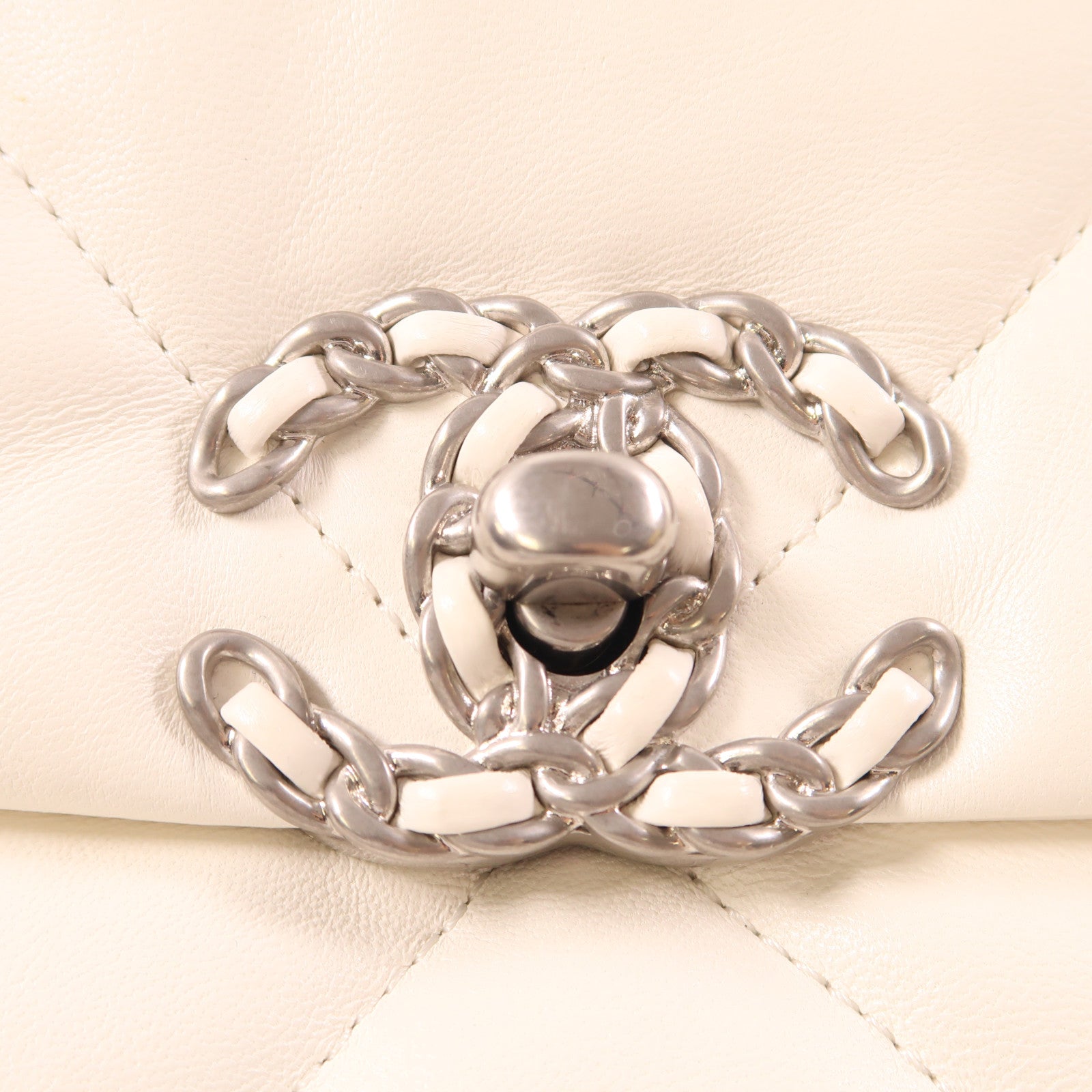CHANEL CC C19 Medium 2 Way Shoulde Bag Lambskin Leather