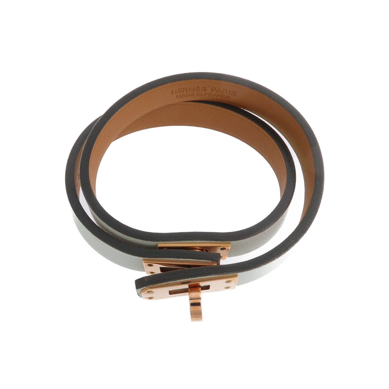 HERMES Swift皮革Mini Kelly Double Tour手帶Vert Fizz
