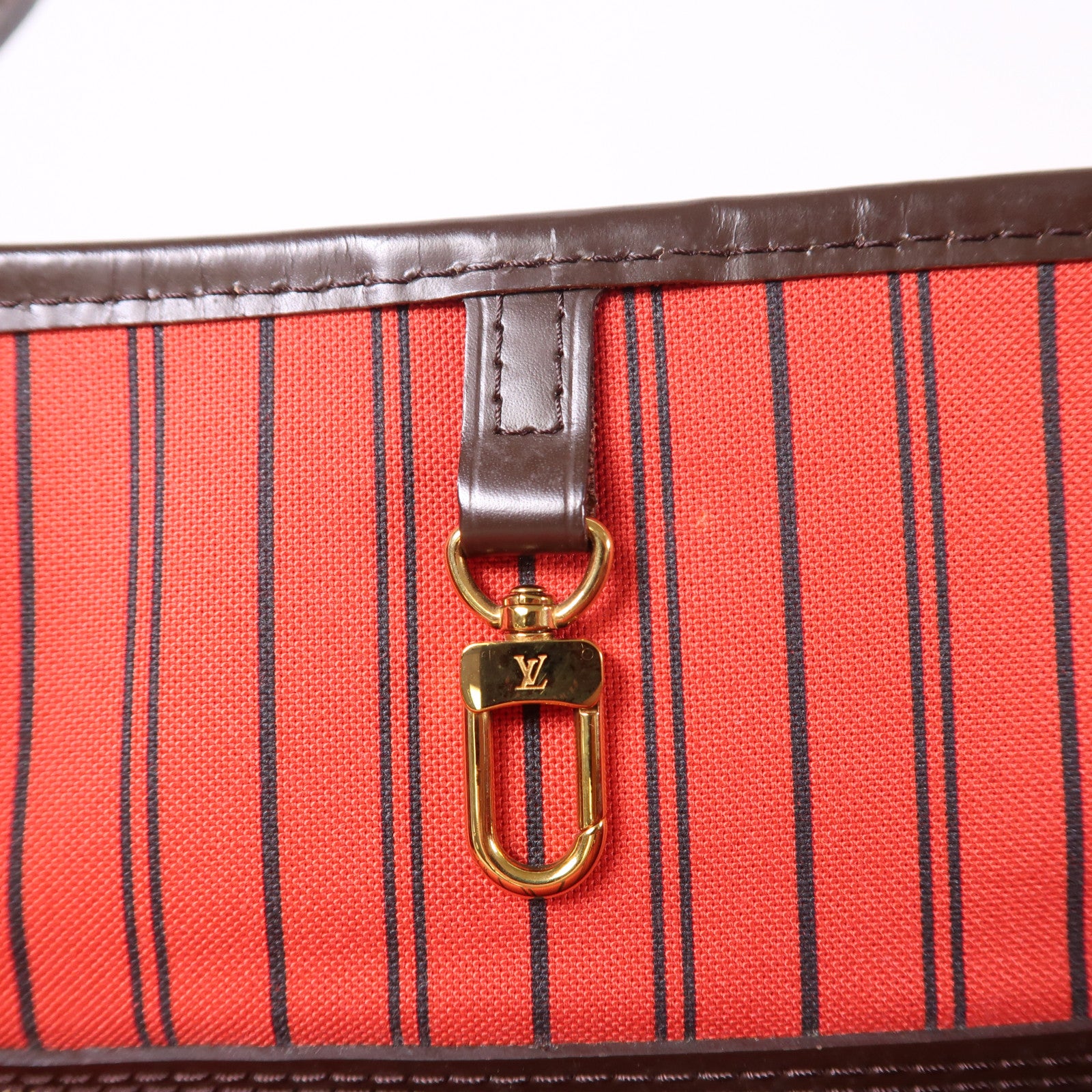 LOUIS VUITTON Damier Neverfull MM金扣肩背袋/手挽袋棕色