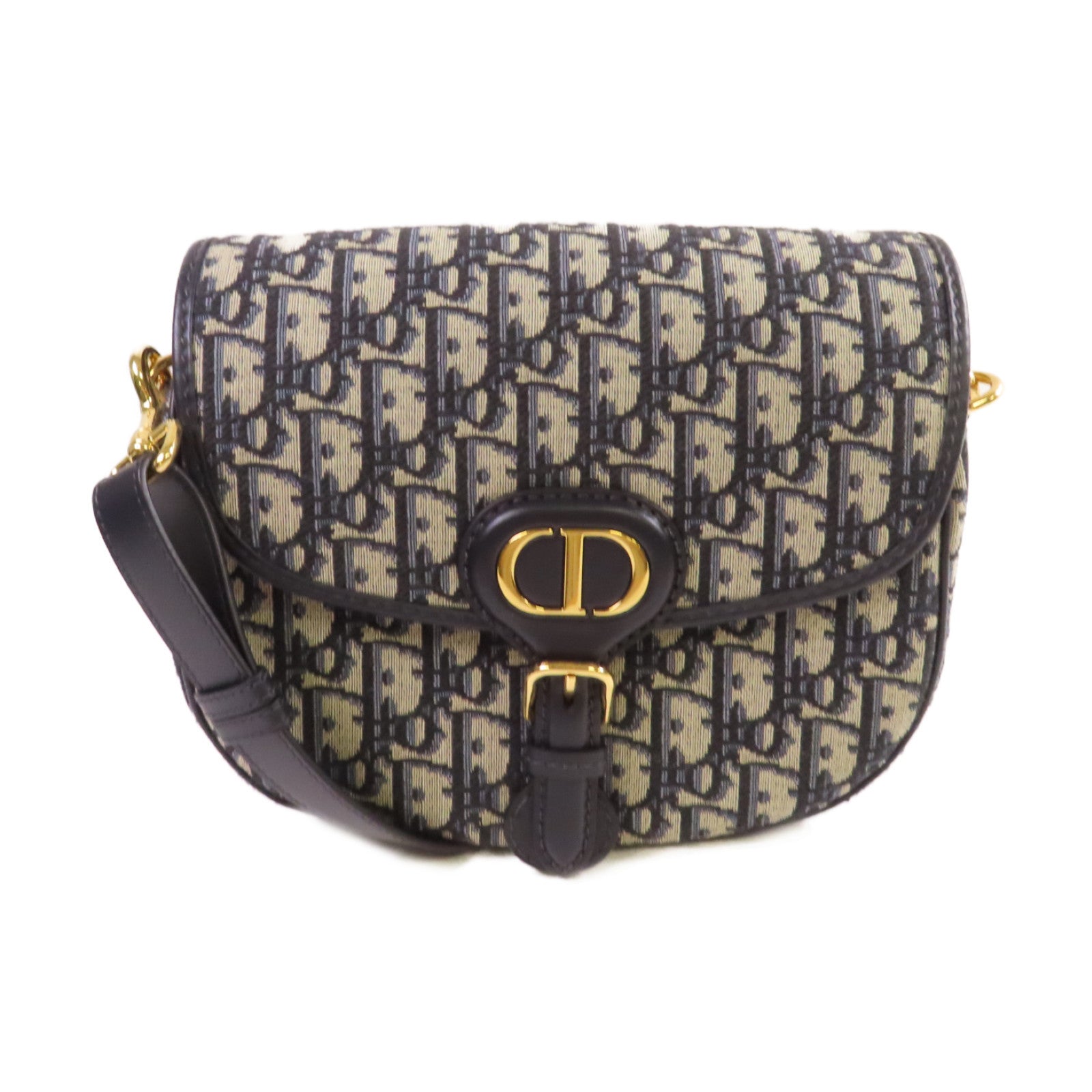 Dior Oblique帆布Bobby Bag金扣肩背袋藍色