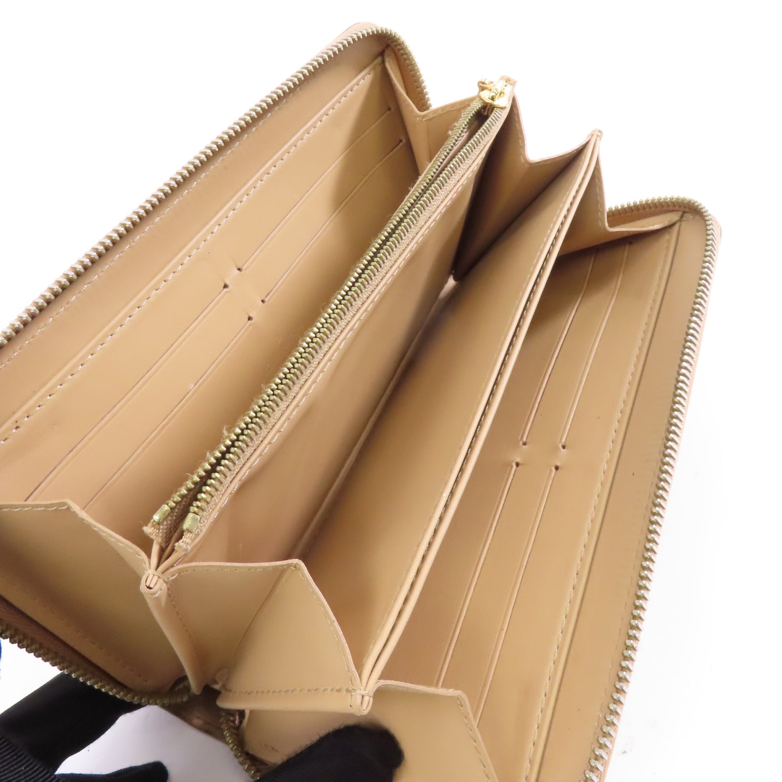 LOUIS VUITTON Vernis Zipped Long Wallet金扣長錢包杏色