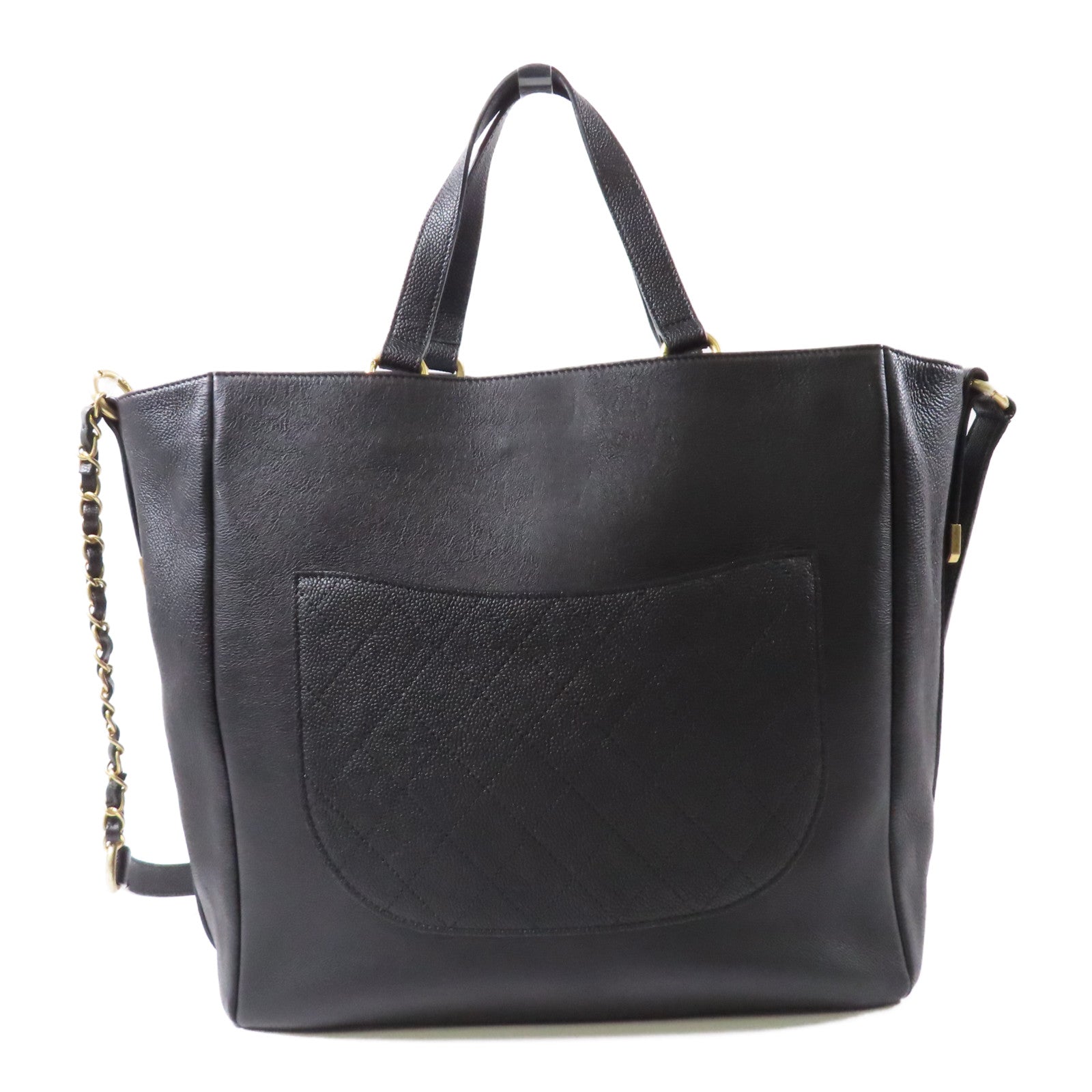 CHANEL 【激減優惠】牛皮皮革2Way Shoulder Bag金扣手挽肩背兩用袋黑色