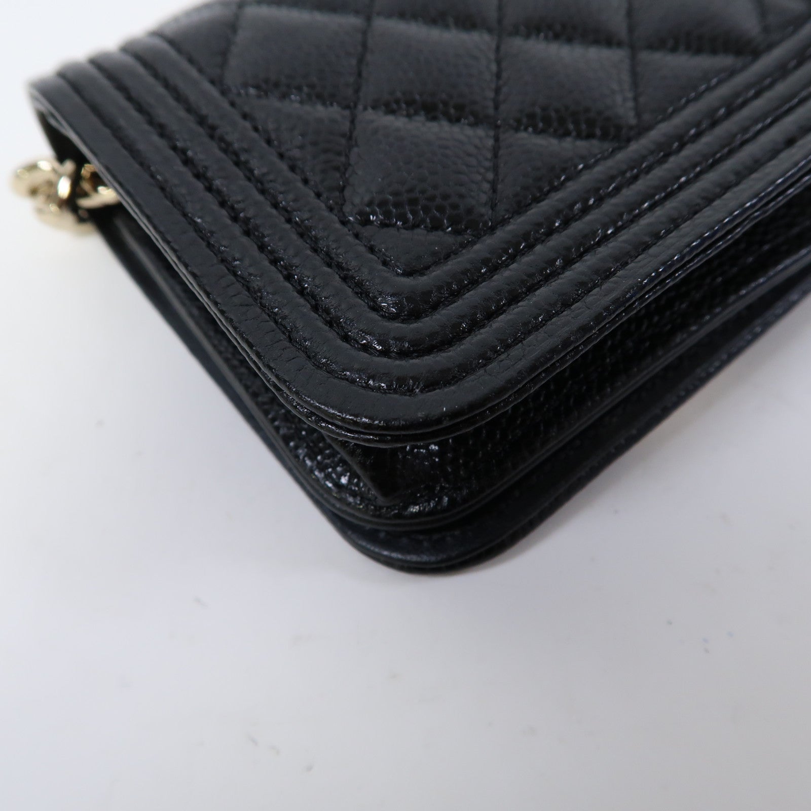 CHANEL 菱格Caviar皮革Waist Bag金扣腰包黑色