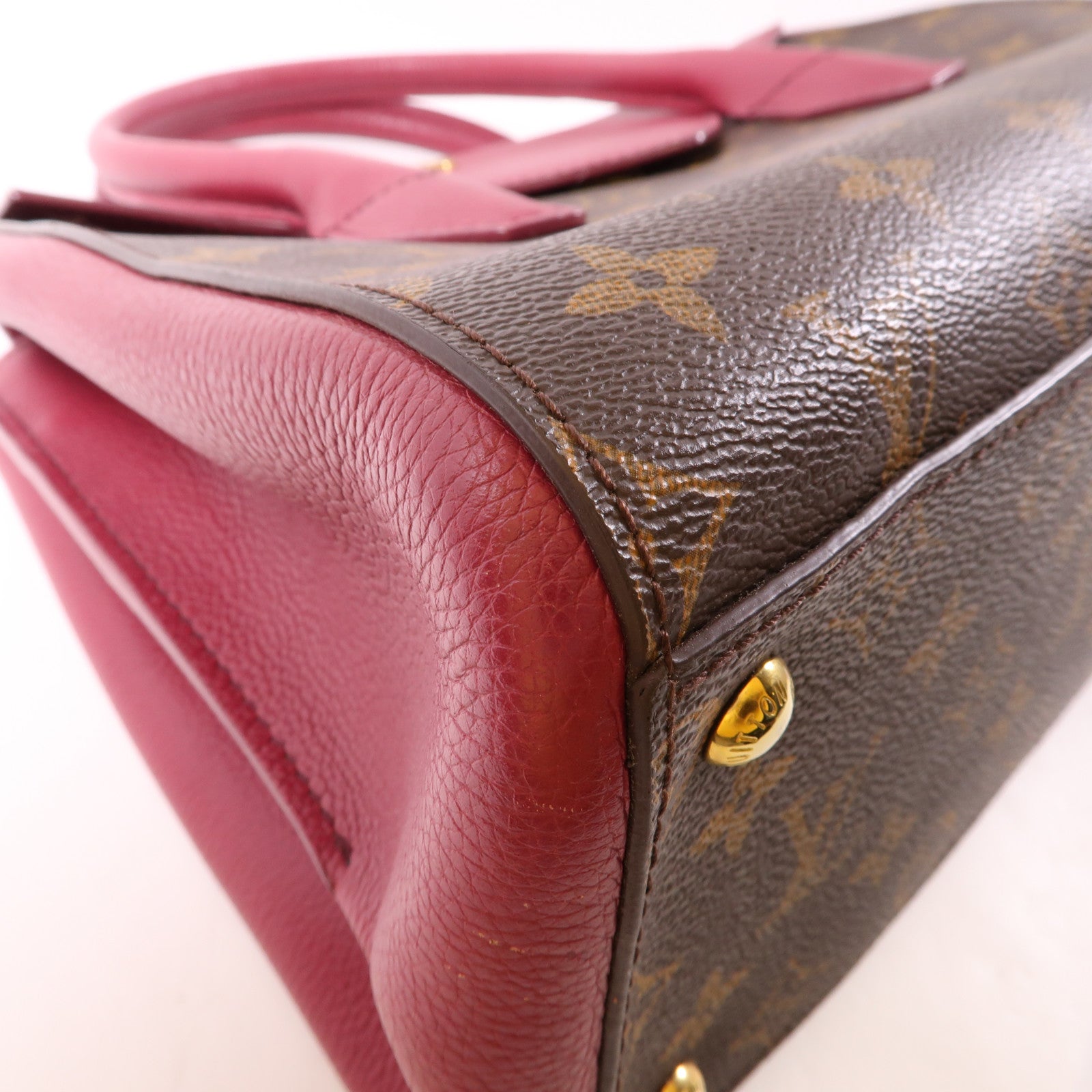 LOUIS VUITTON Monogram Florine金扣手挽肩背兩用袋棕色/紅色