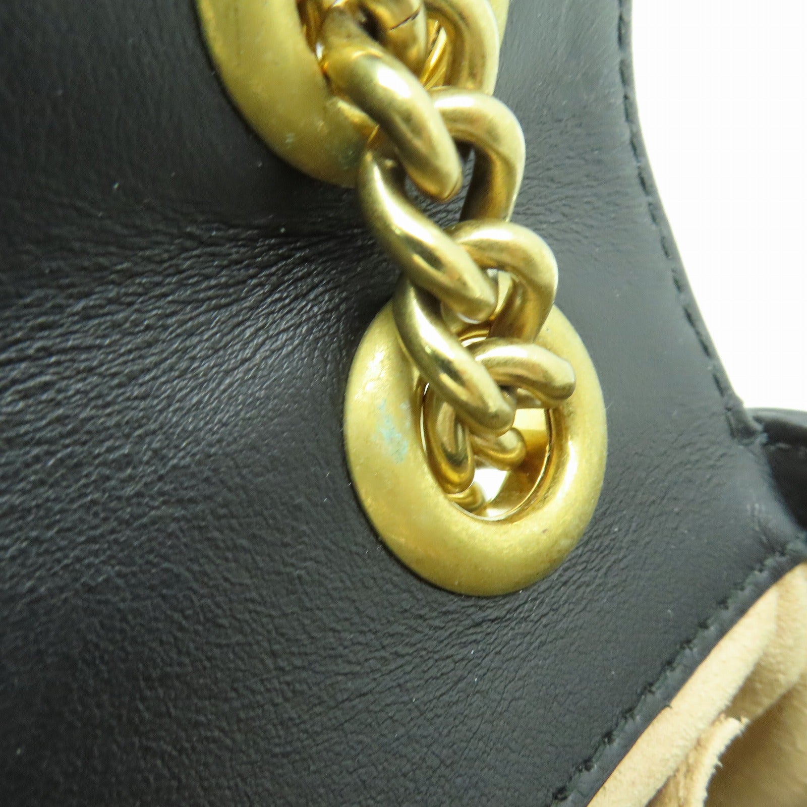 GUCCI 【激減優惠】牛皮皮革GG Marmont金扣鏈帶肩背袋黑色