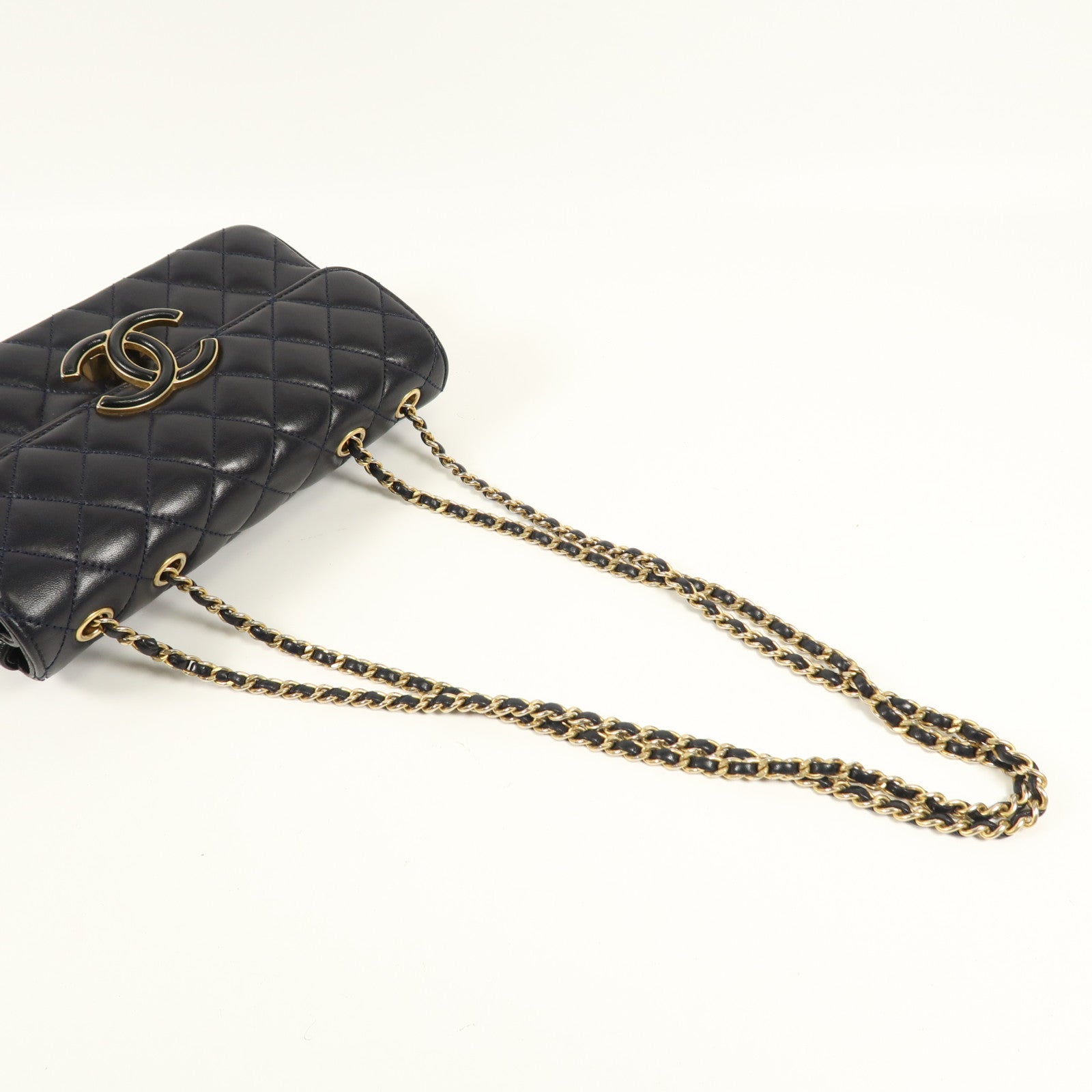 CHANEL 羊皮皮革Shoulder Bag金扣鏈帶肩背袋