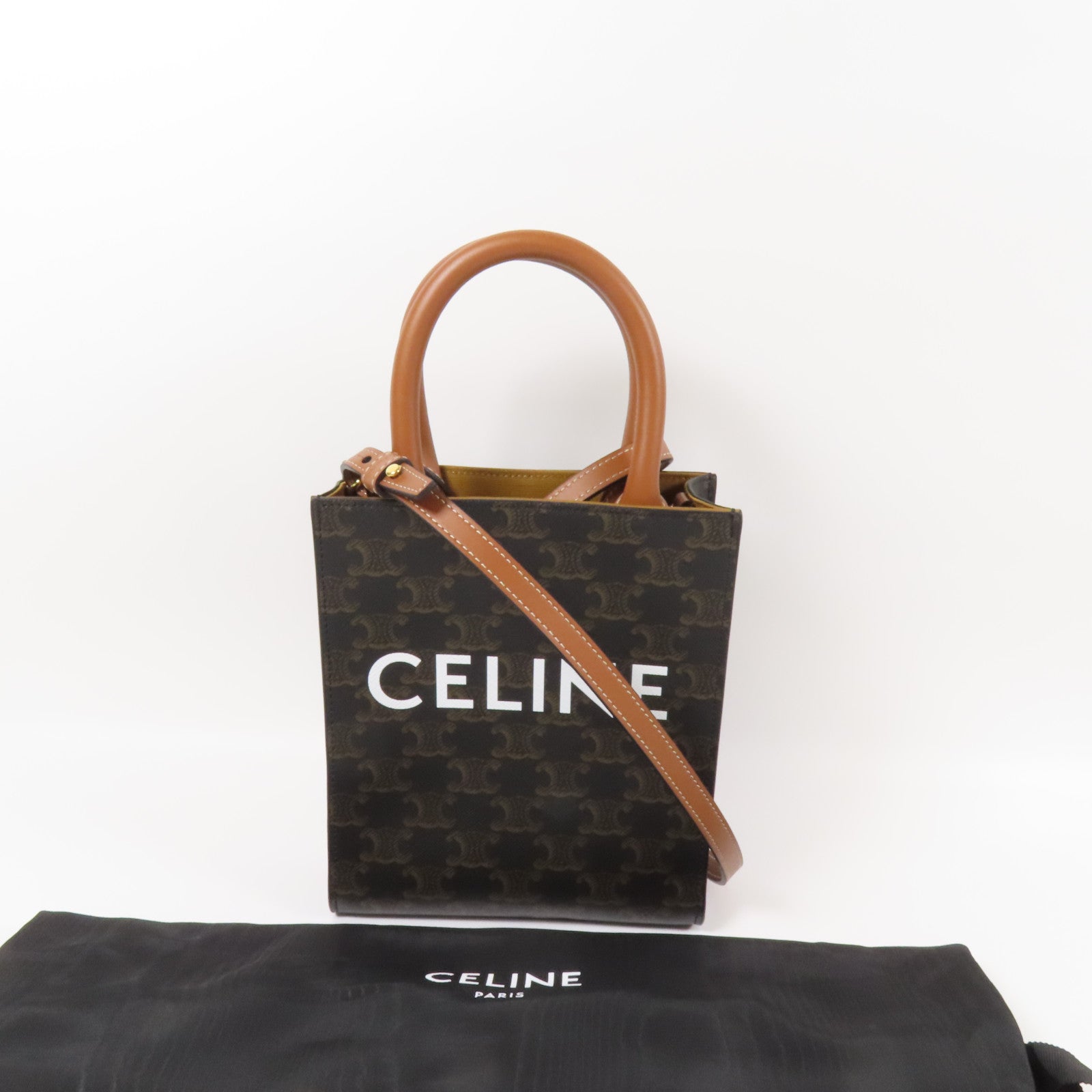 CELINE 【激減優惠】塗層帆布Mini Vertical Cabas手挽肩背兩用袋