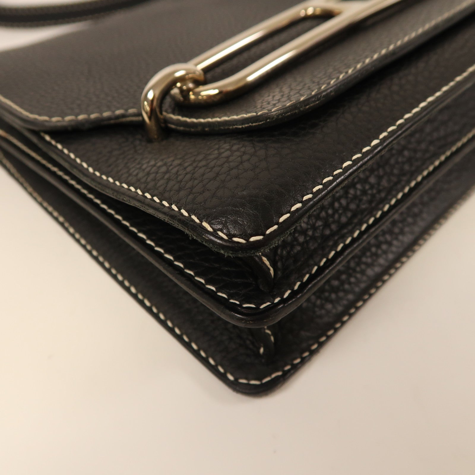 HERMES Clemence皮革Roulis 23肩背袋黑色