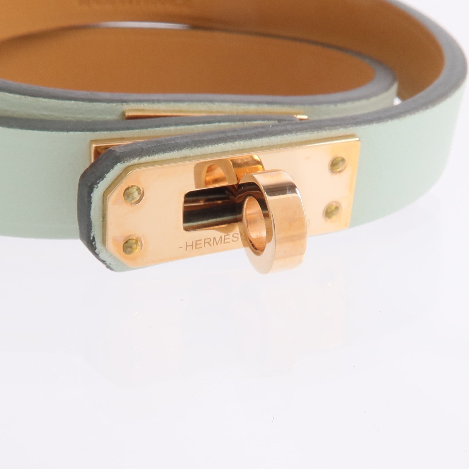 HERMES Swift皮革Mini Kelly Double Tour手帶Vert Fizz