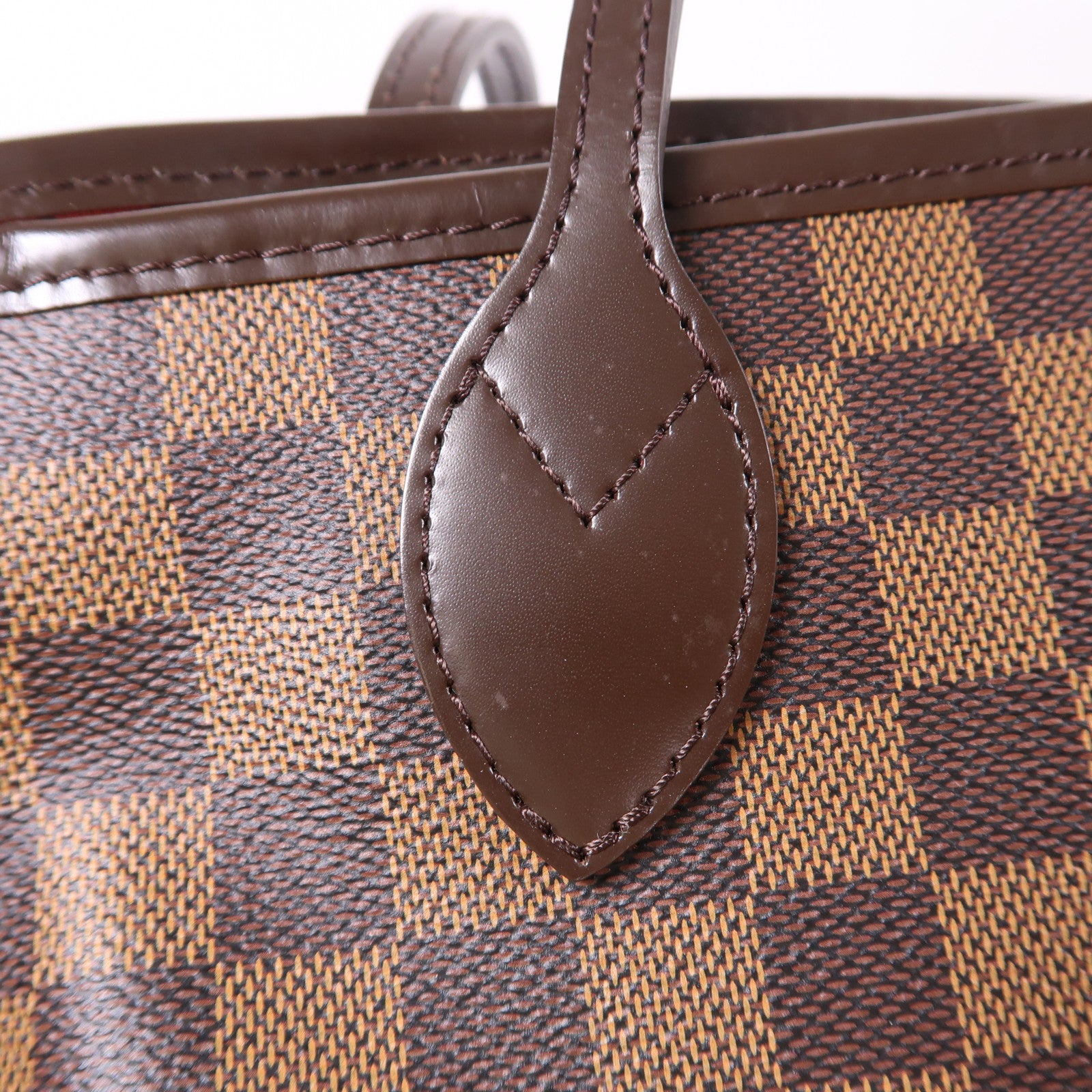 LOUIS VUITTON Damier Neverfull MM金扣肩背袋/手挽袋棕色
