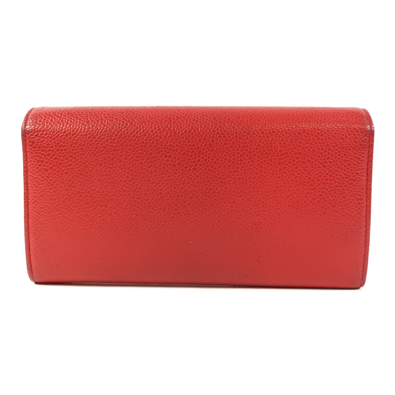 CHANEL CC Long Wallet Calfskin Leather Red