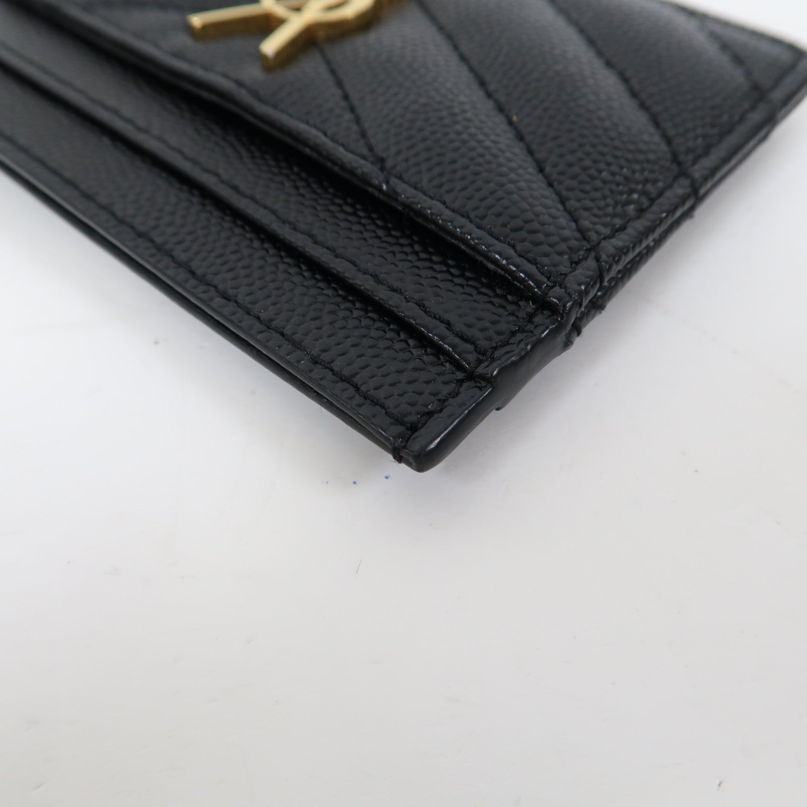 SAINT LAURENT 牛皮皮革Card Holder金扣卡片套黑色