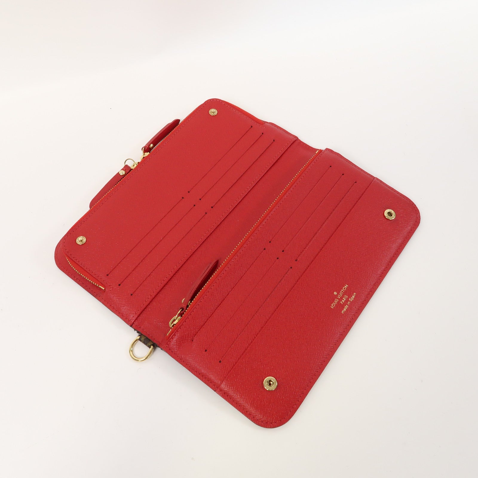 LOUIS VUITTON Monogram Insolite Wallet金扣長錢包啡色/紅色