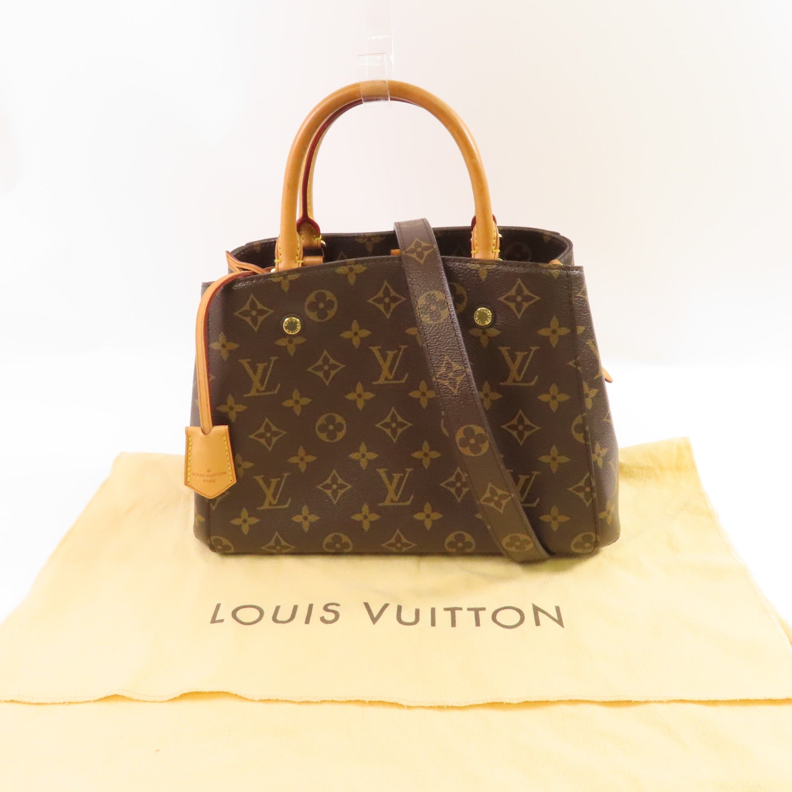 LOUIS VUITTON Monogram Montaigne BB金扣手挽肩背兩用袋啡色