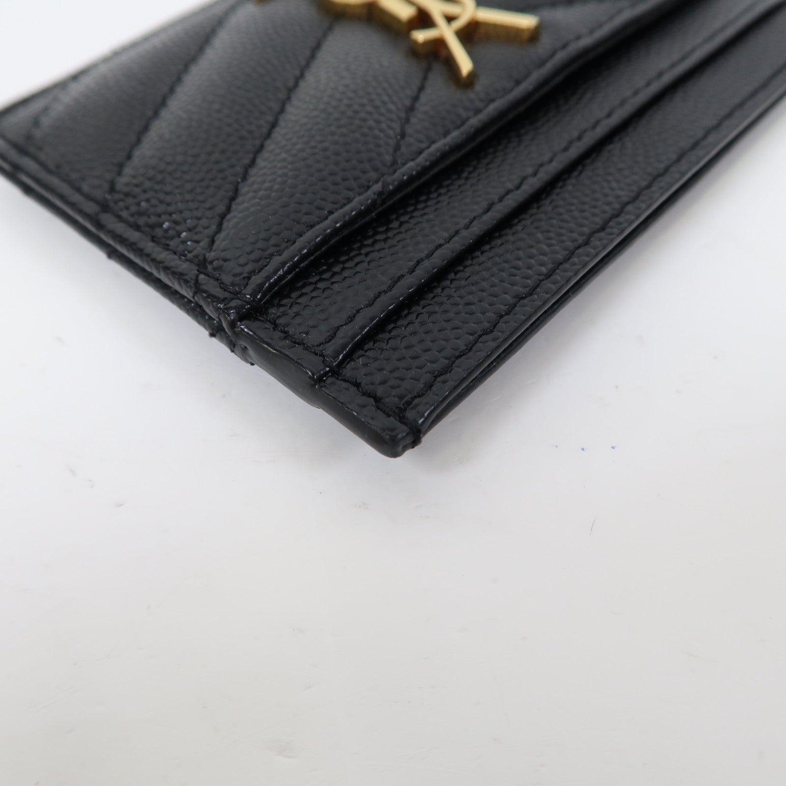 SAINT LAURENT 牛皮皮革Card Holder金扣卡片套黑色