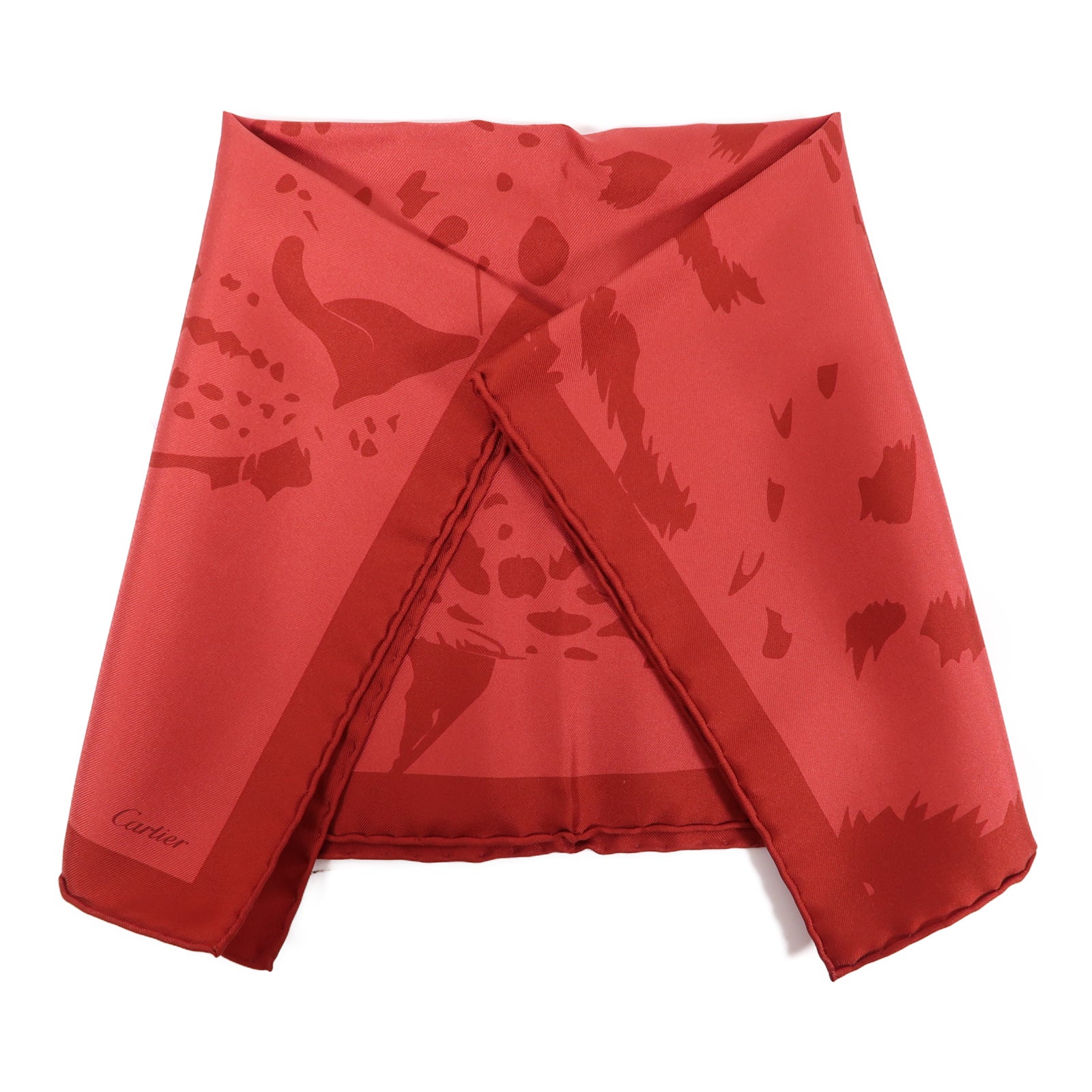 CARTIER 絲質Scarf絲巾紅色