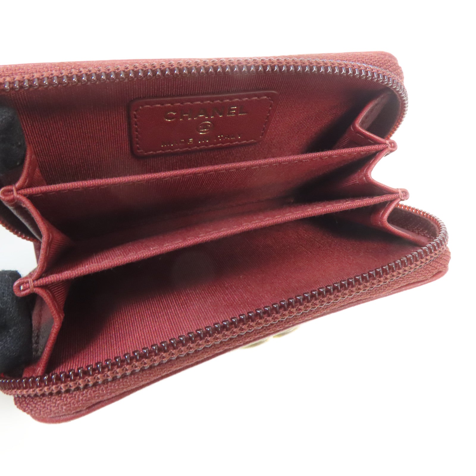 CHANEL 菱格羊皮皮革Boy Chanel Zipped Coin Case銀扣零錢包紅色