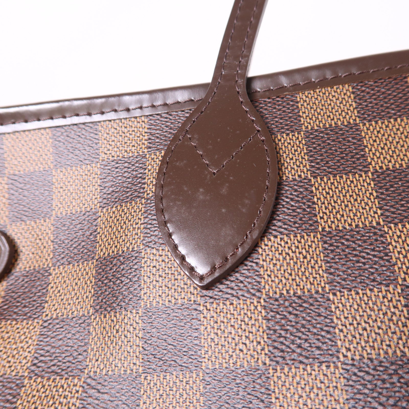 LOUIS VUITTON Damier Neverfull MM金扣肩背袋/手挽袋棕色