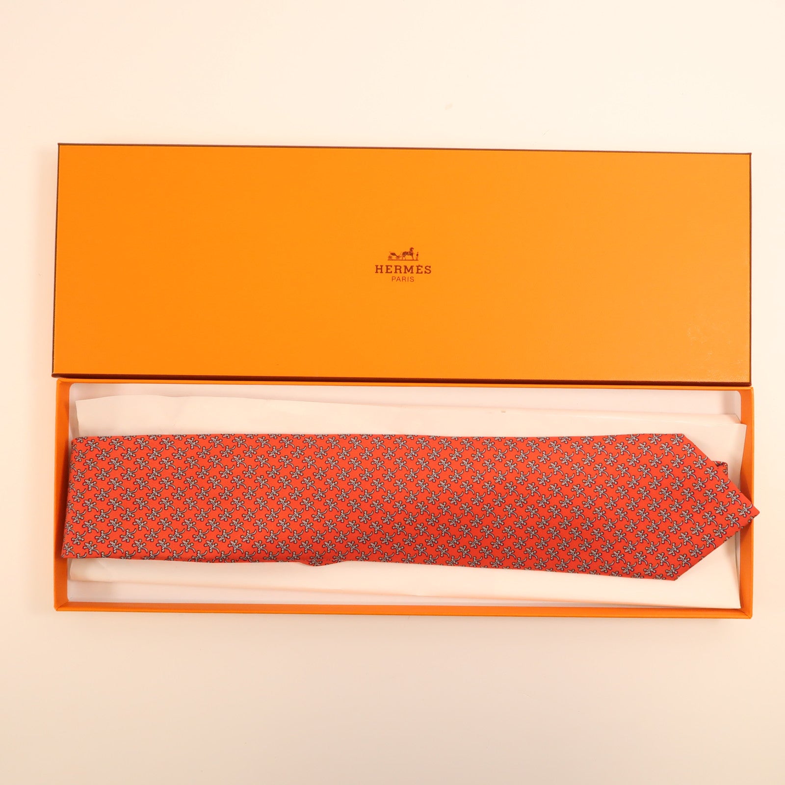 HERMES 絲質Tie領帶紅色