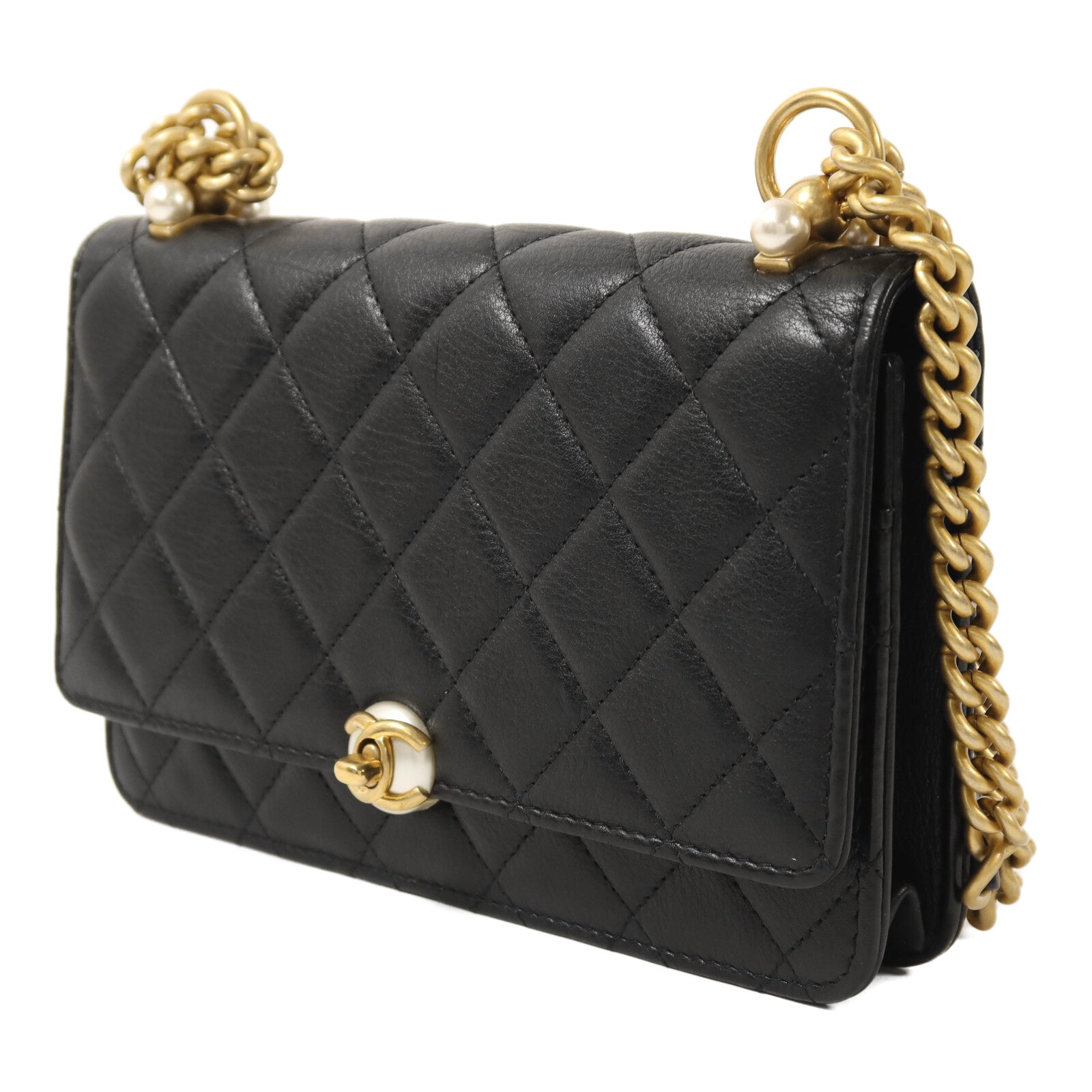 CHANEL 牛皮皮革Wallet On Chain金扣鏈帶肩背袋