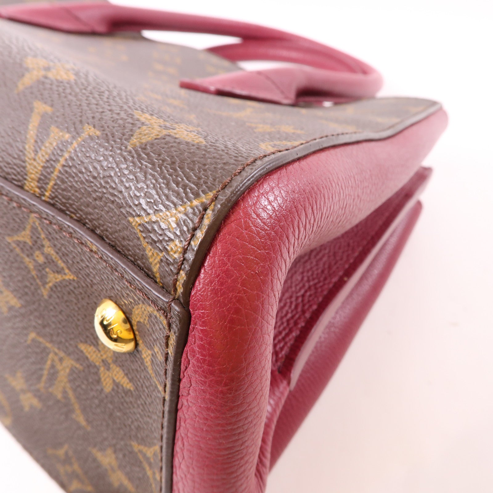 LOUIS VUITTON Monogram Florine金扣手挽肩背兩用袋棕色/紅色