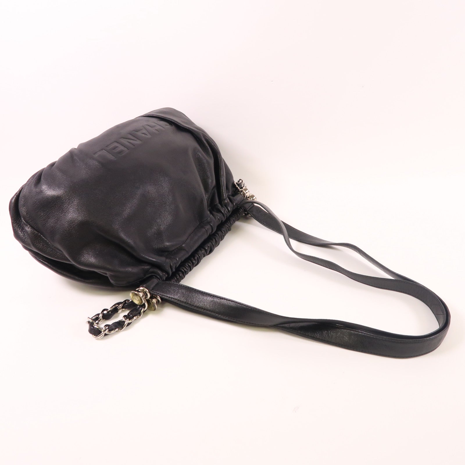 CHANEL 羊皮皮革Shoulder Bag銀扣肩背袋