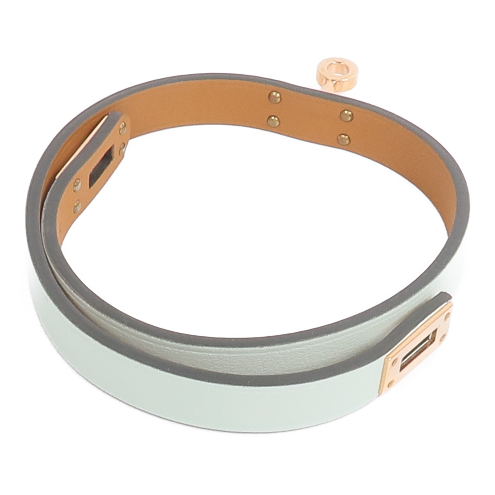 HERMES Swift皮革Mini Kelly Double Tour手帶Vert Fizz