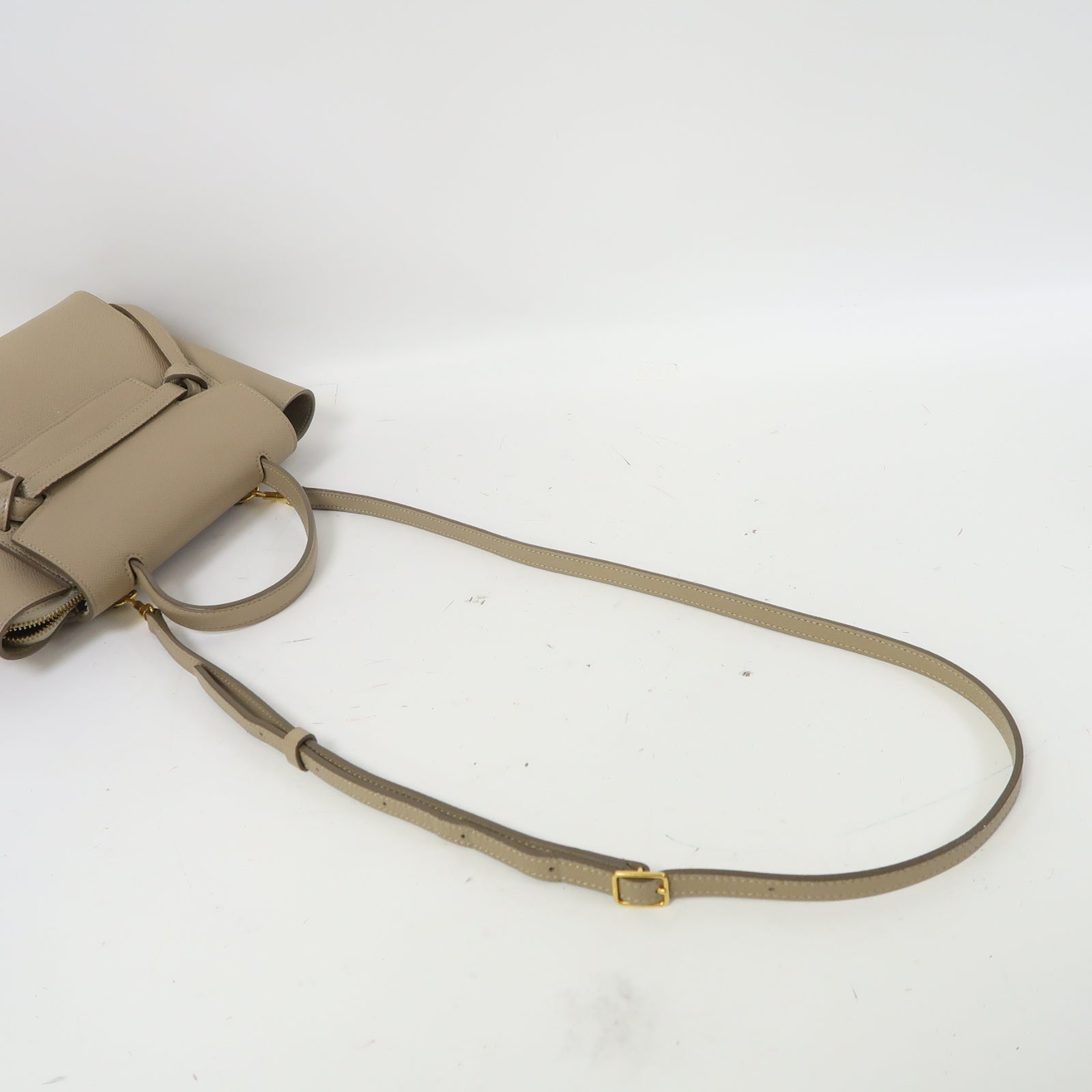 CELINE 牛皮皮革Nano Belt Bag金扣手挽肩背兩用袋啡色