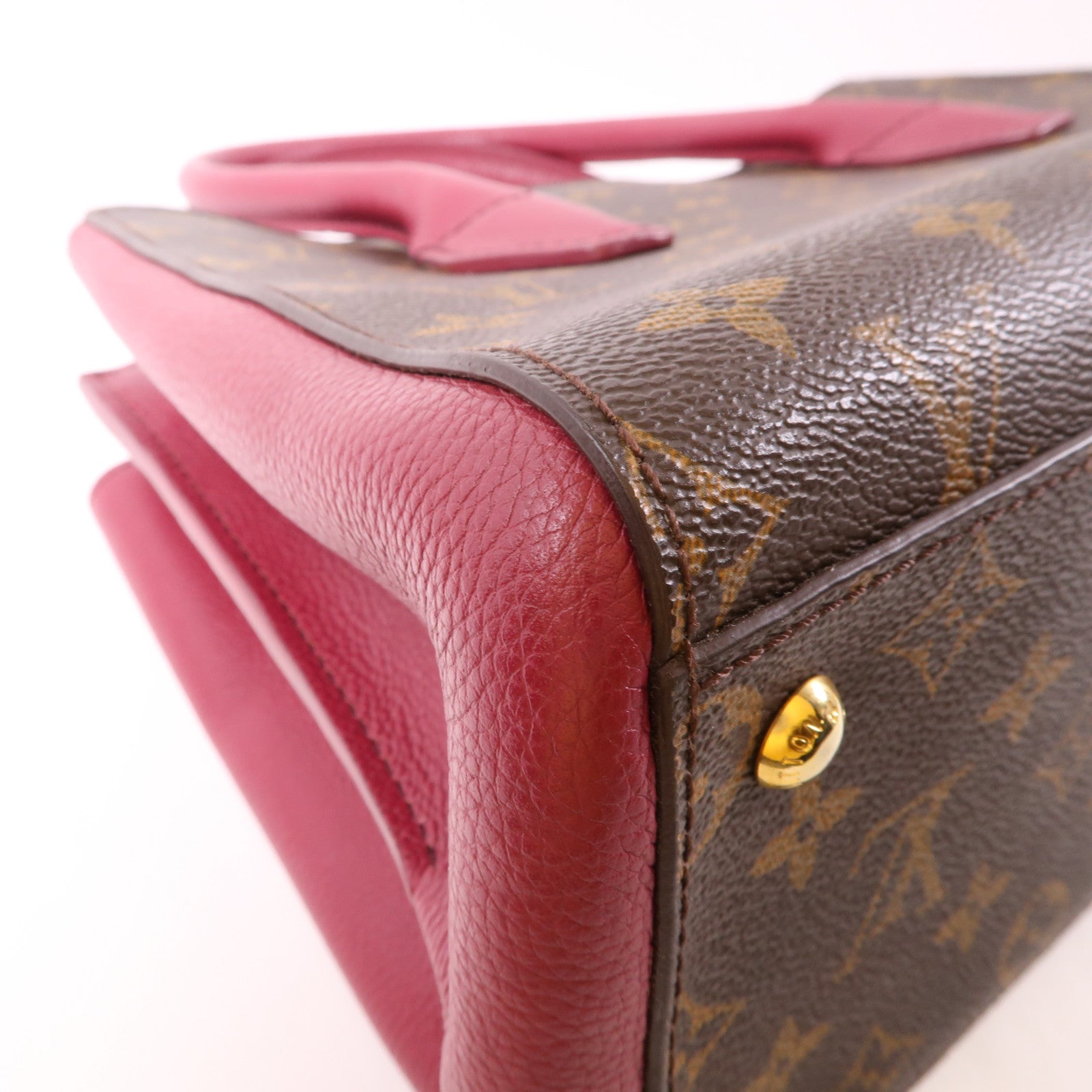 LOUIS VUITTON Monogram Florine金扣手挽肩背兩用袋棕色/紅色