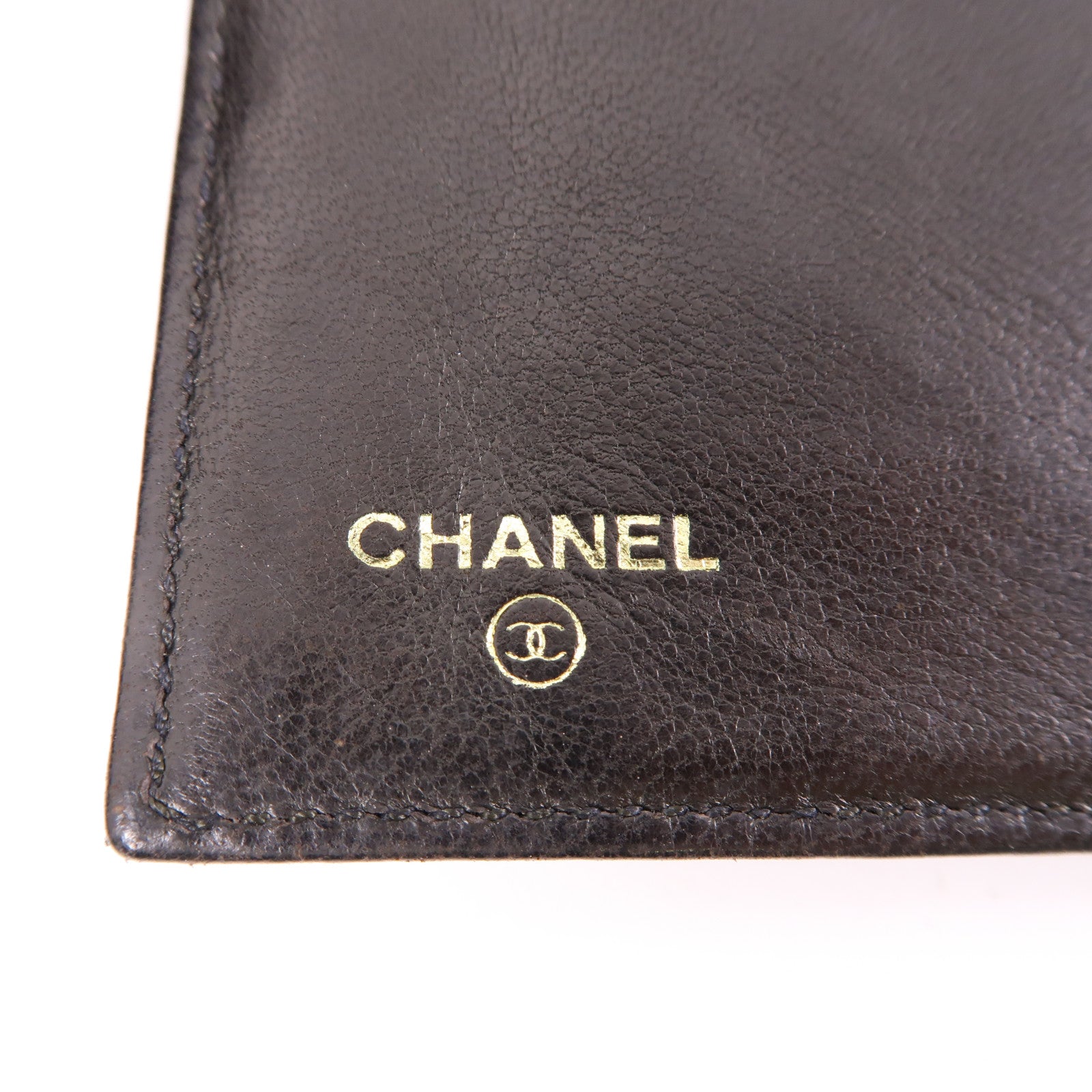 CHANEL 牛皮皮革Wallet金扣長錢包黑色