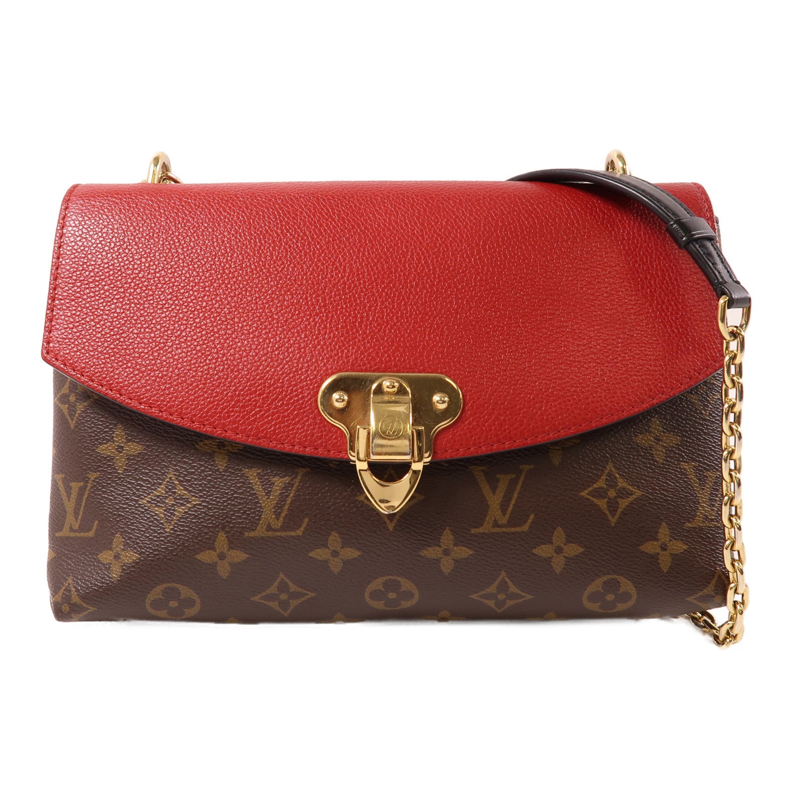 LOUIS VUITTON Monogram Saint Placide金扣鏈帶肩背袋啡色/紅色