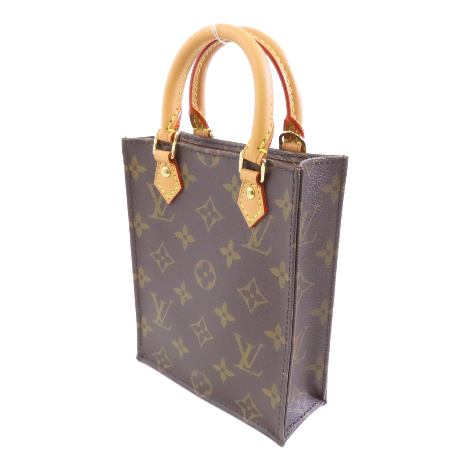 LOUIS VUITTON 【激減優惠】Monogram Petit Sac Plat金扣手挽肩背兩用袋啡色