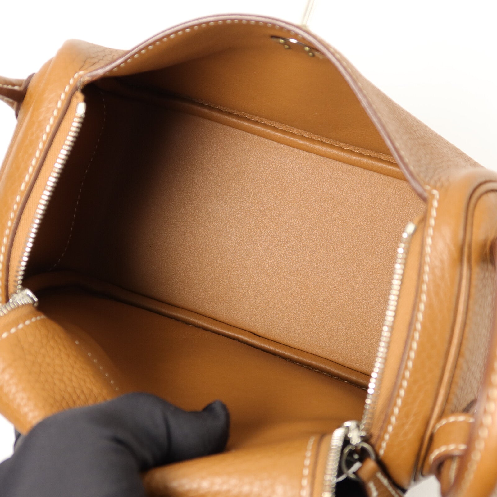 HERMES Clemence皮革Mini Lindy手挽肩背兩用袋Gold