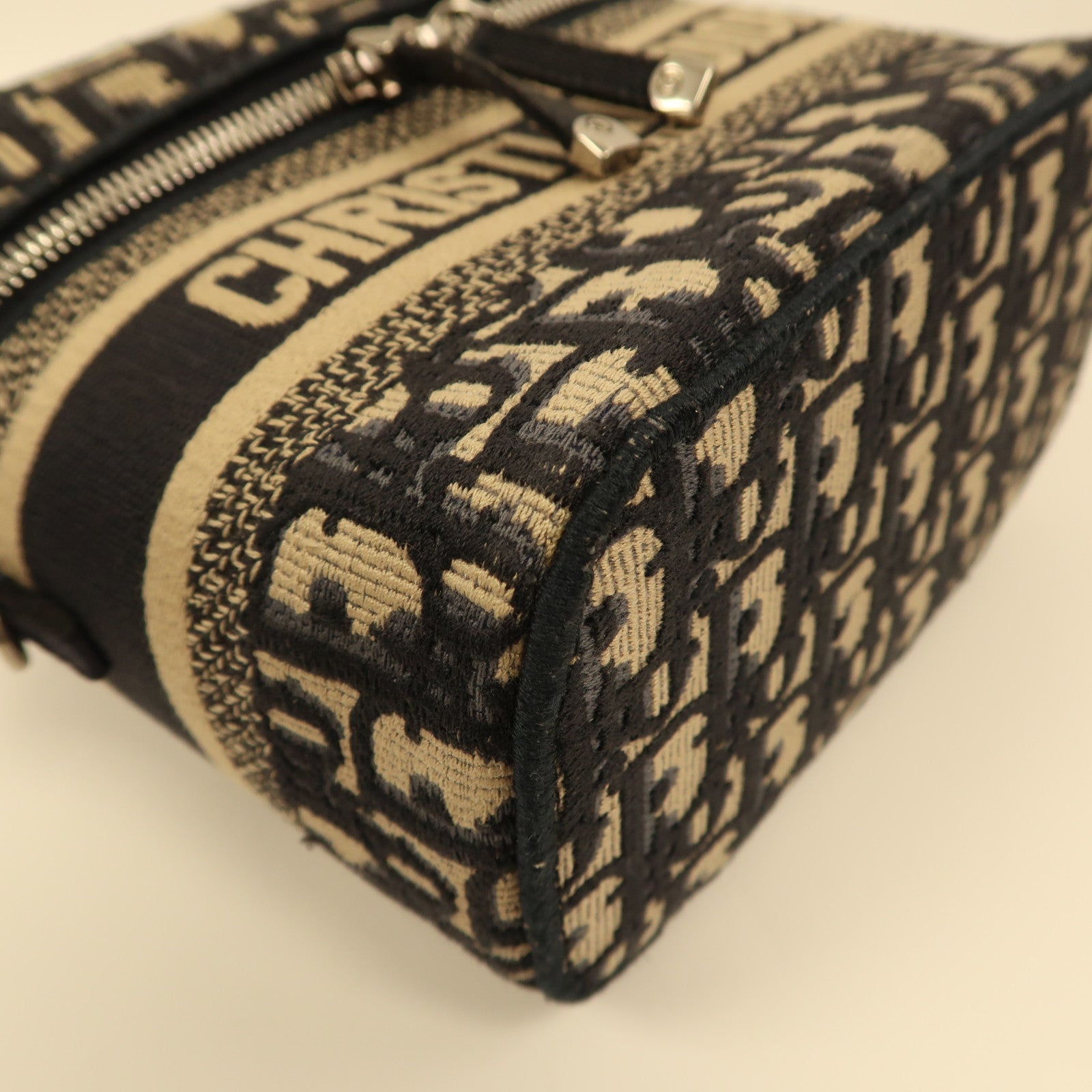 Dior 【激減優惠】Oblique帆布Travel Vanlty small銀扣手挽肩背兩用袋藍色