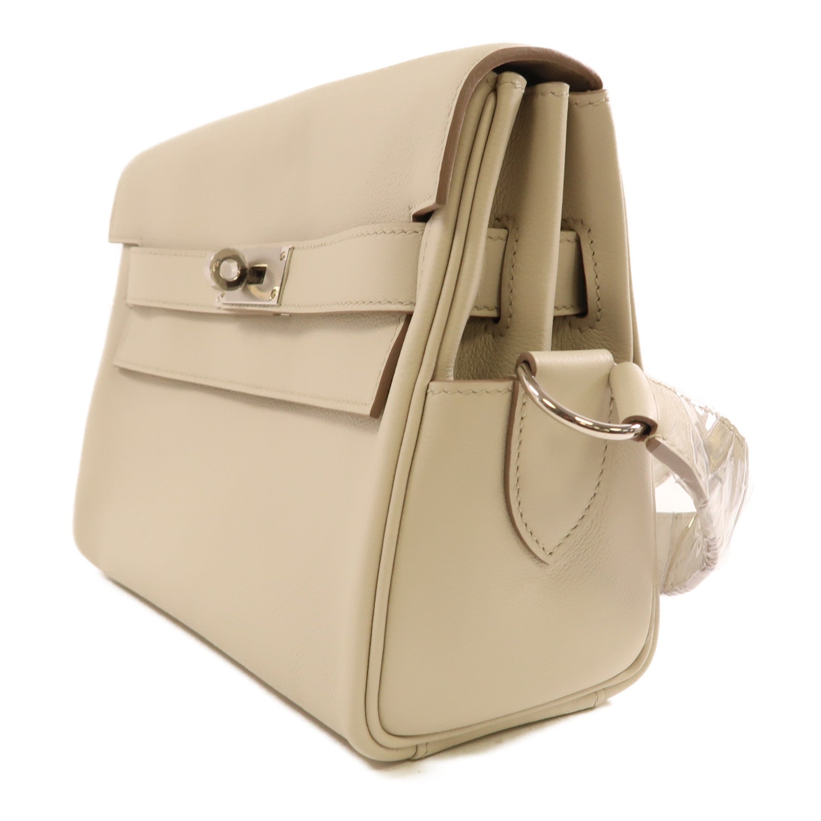 HERMES Evercolor皮革Kelly Messenger PM銀扣肩背袋8L Beton