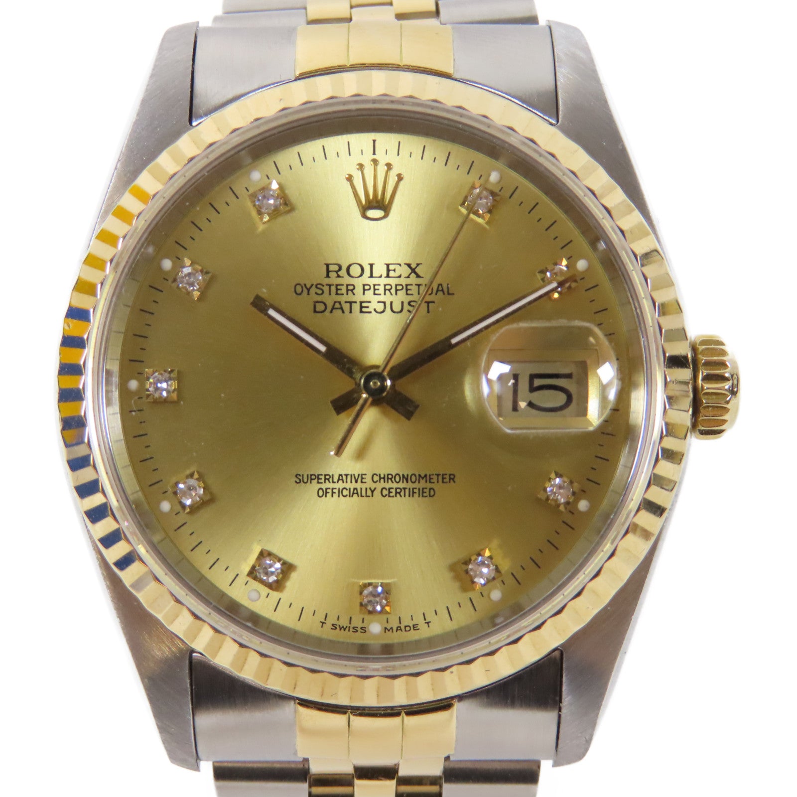 ROLEX Datejust 18K黃金/不鏽鋼手錶自動機芯金色