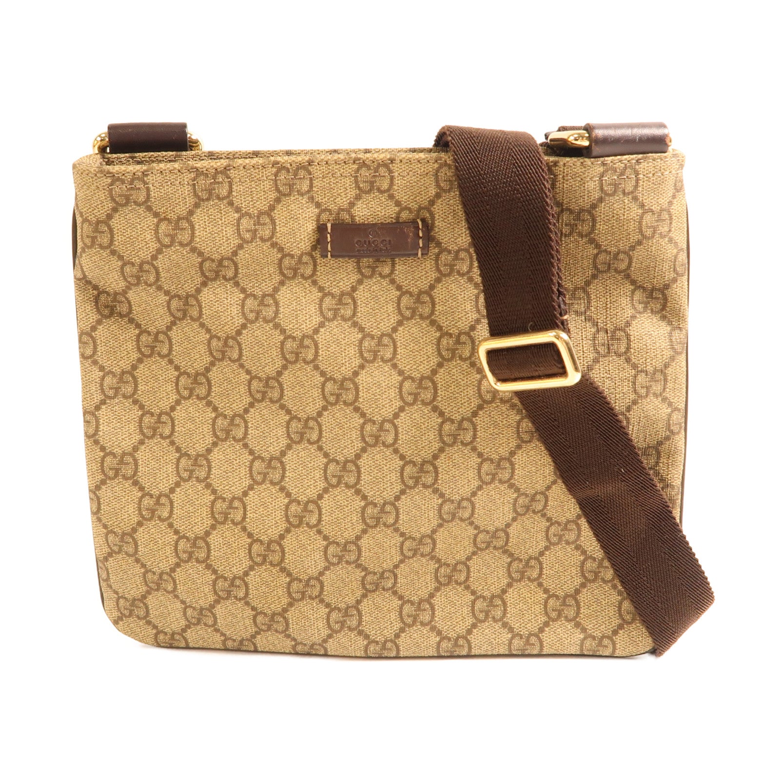 GUCCI 塗層帆布Shoulder Bag銀扣肩背袋