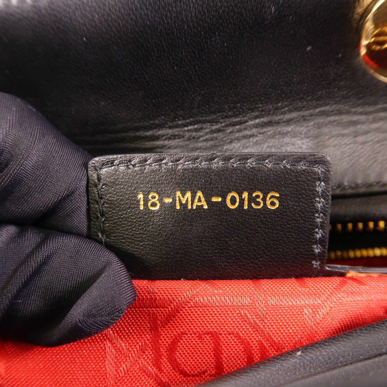 Dior CD GHW Lady Dior GM 2 Way Shoulder Bag Calfskin Leather Black