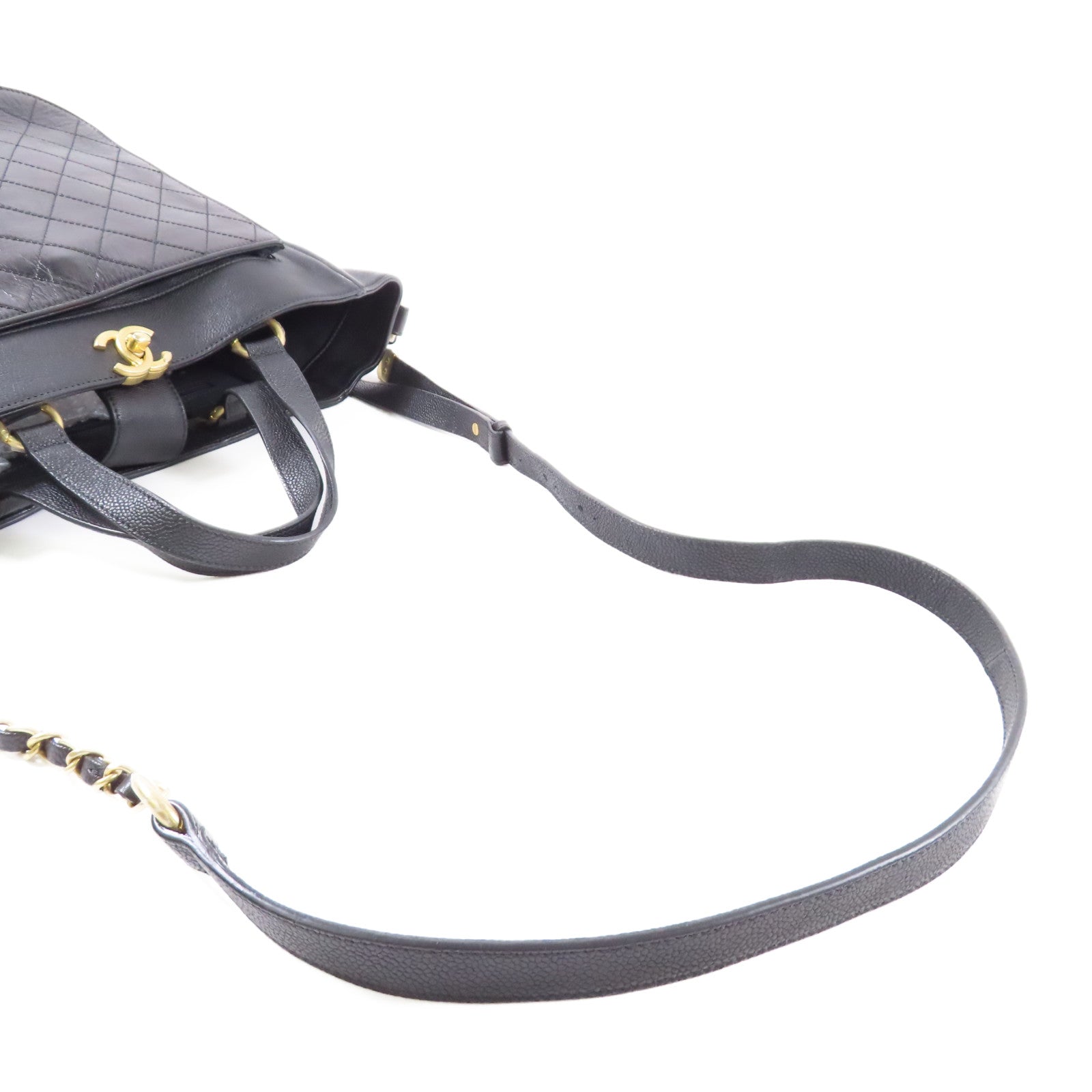 CHANEL 【激減優惠】牛皮皮革2Way Shoulder Bag金扣手挽肩背兩用袋黑色
