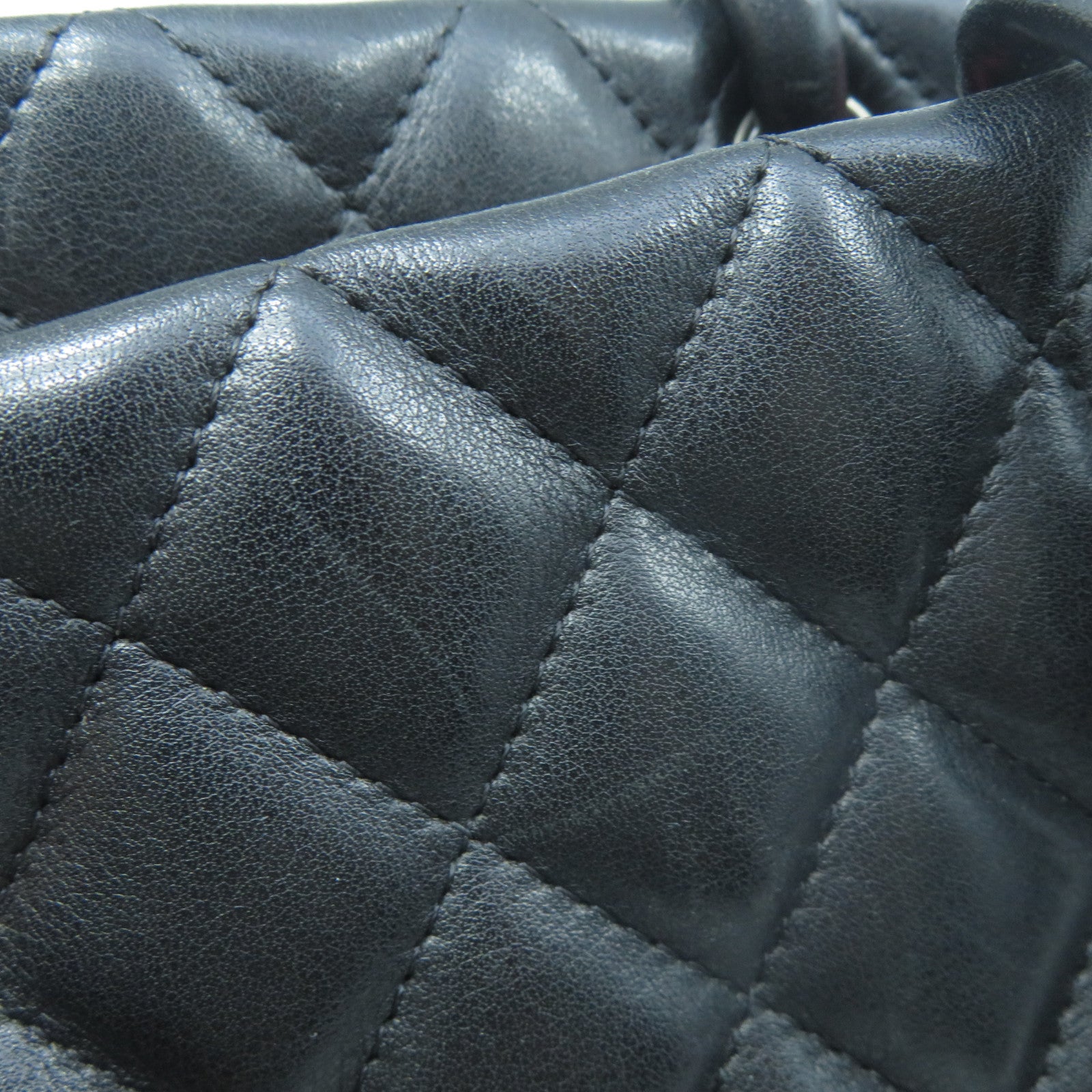 CHANEL 菱格牛皮皮革Cambon Line Tote Bag銀扣手挽袋黑色