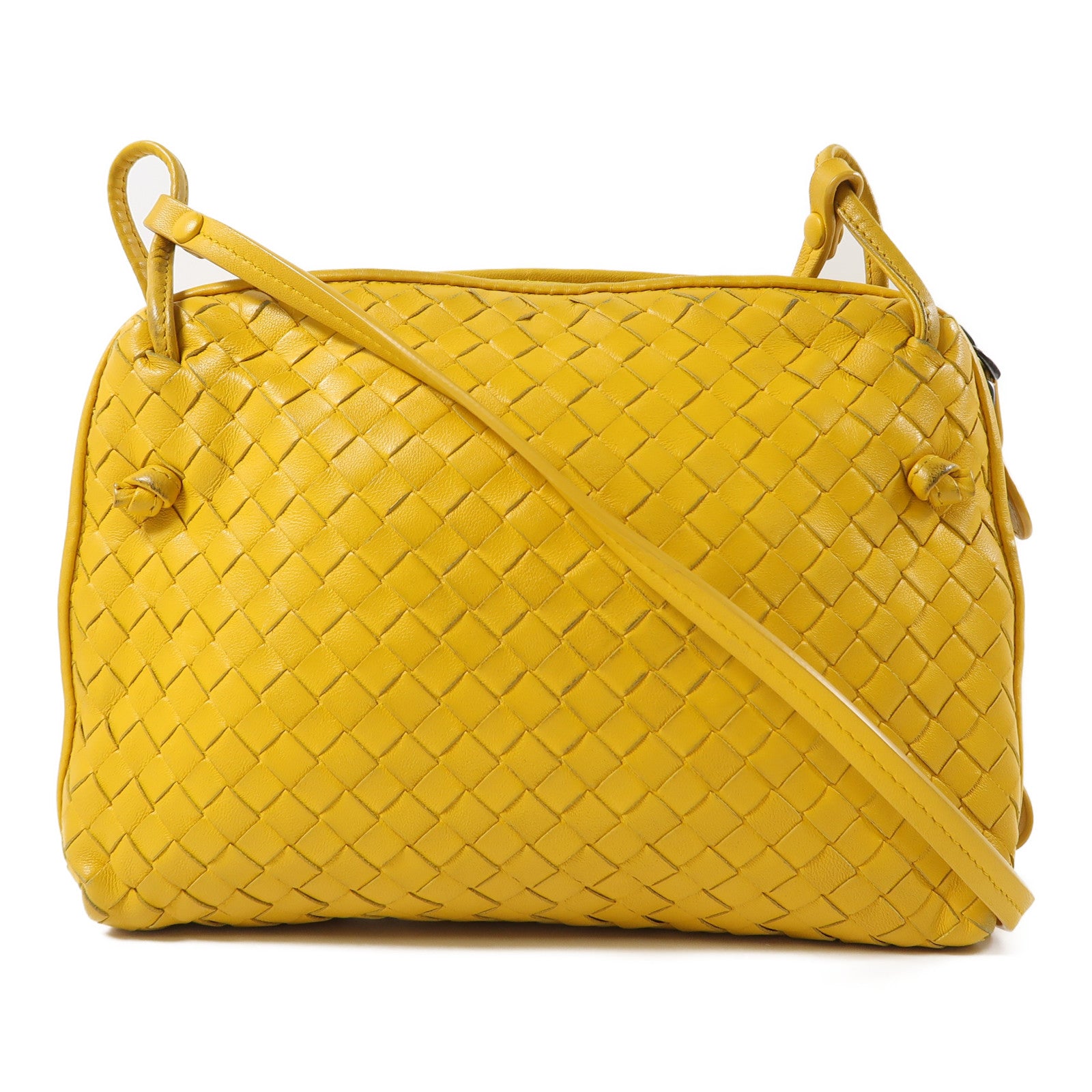 BOTTEGA VENETA 織紋皮革Shoulder Bag銀扣肩背袋黃色