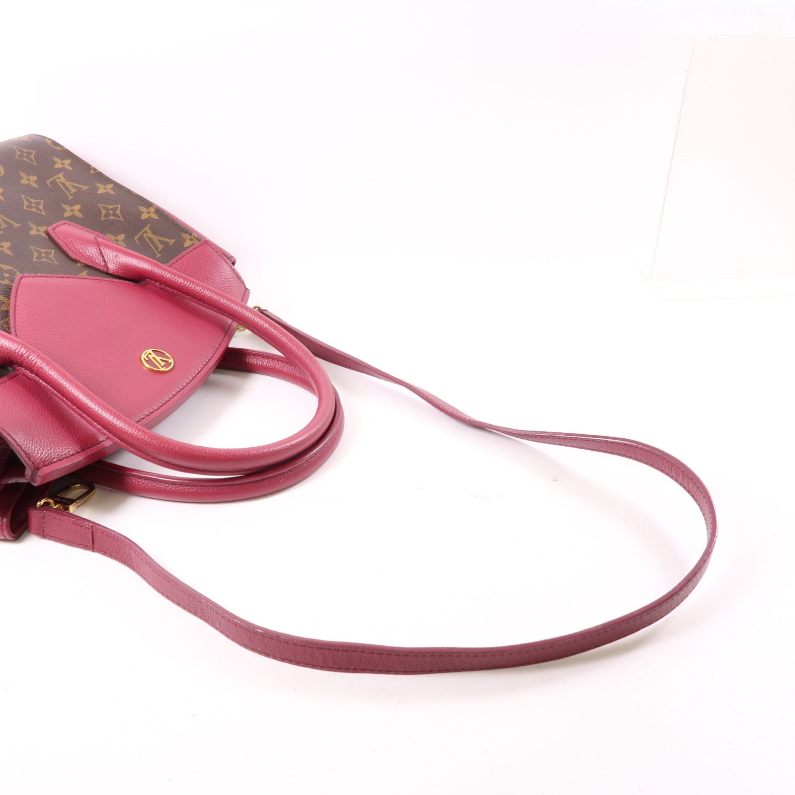 LOUIS VUITTON Monogram Florine金扣手挽肩背兩用袋棕色/紅色