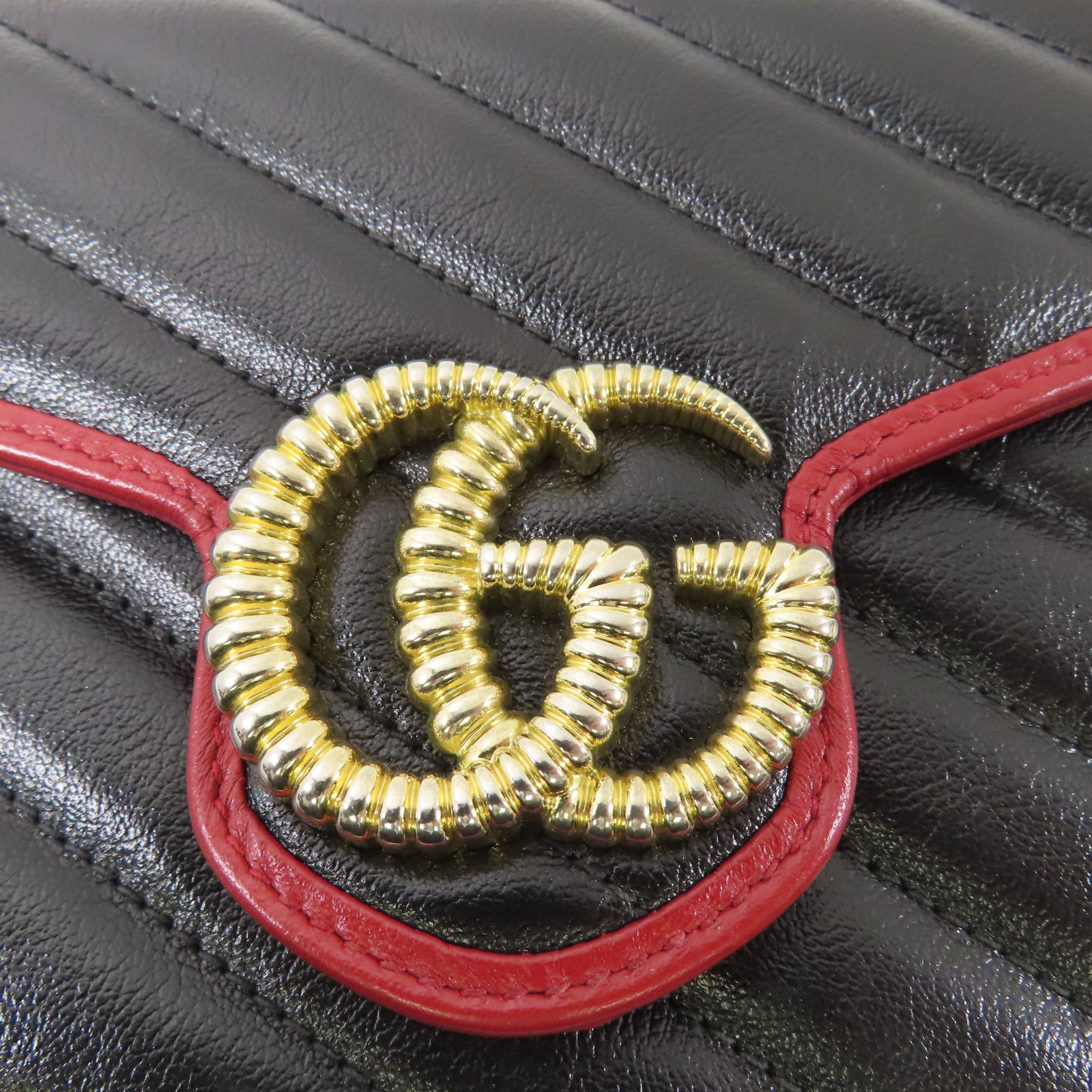 GUCCI 牛皮皮革Shoulder Bag金扣鏈帶肩背袋