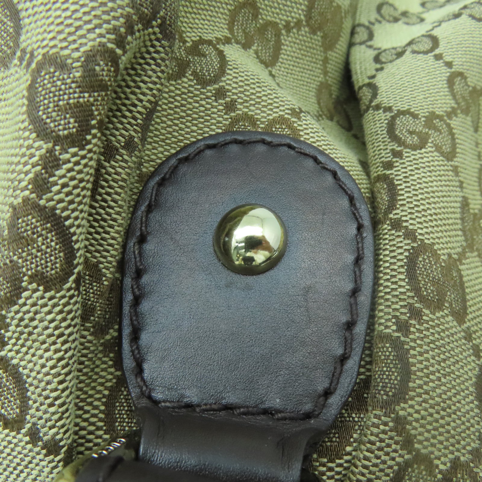 GUCCI 【激減優惠】帆布/牛皮皮革Shoulder Bag金扣手挽肩背兩用袋啡色