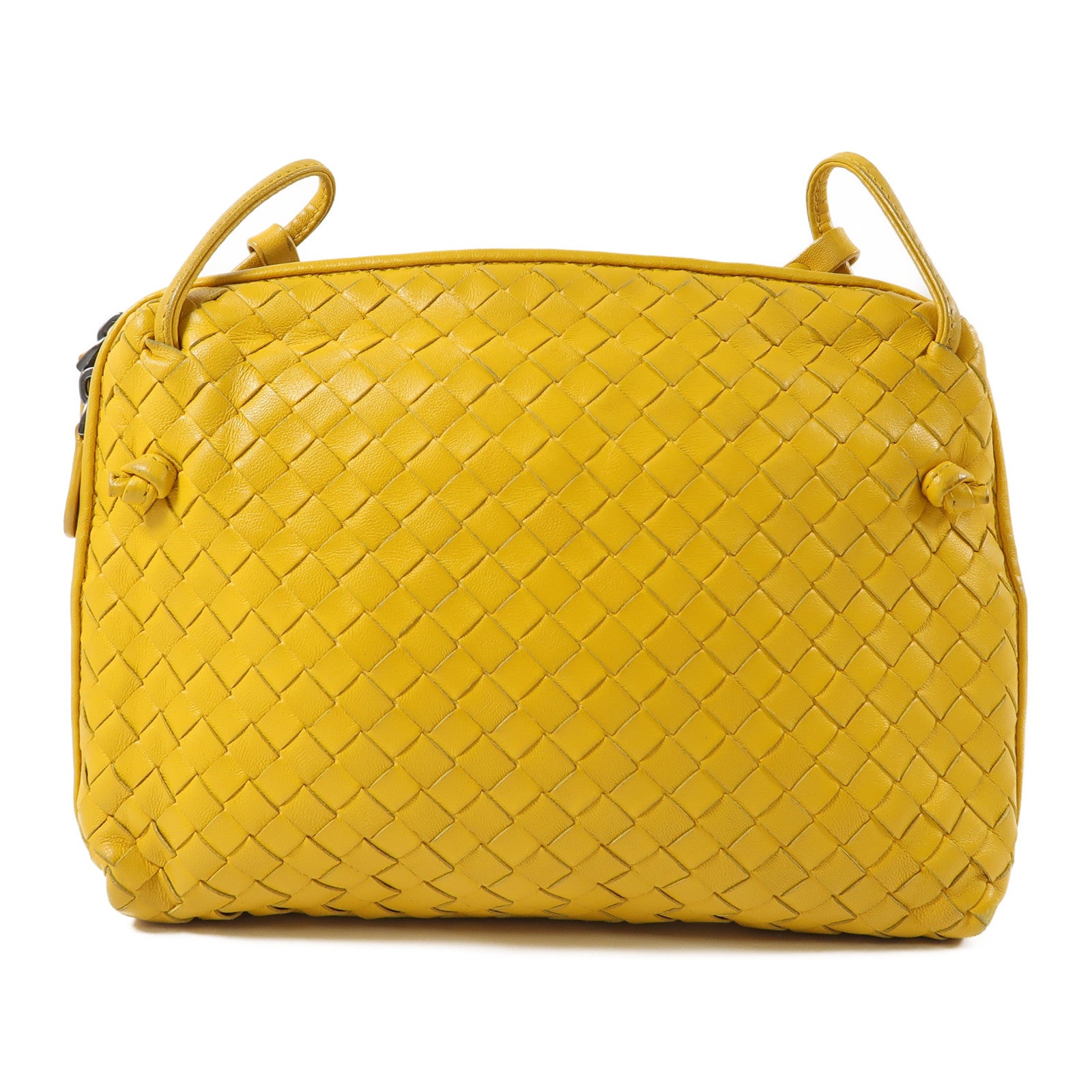 BOTTEGA VENETA 織紋皮革Shoulder Bag銀扣肩背袋黃色