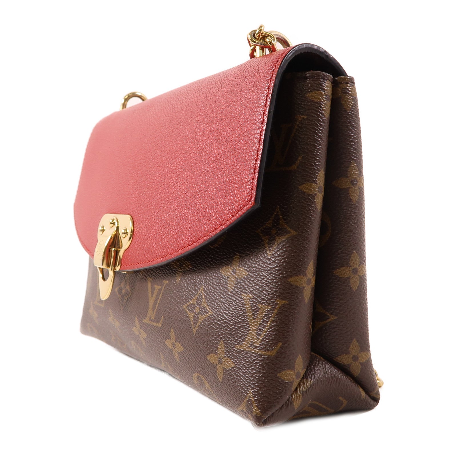 LOUIS VUITTON Monogram Saint Placide金扣鏈帶肩背袋啡色/紅色