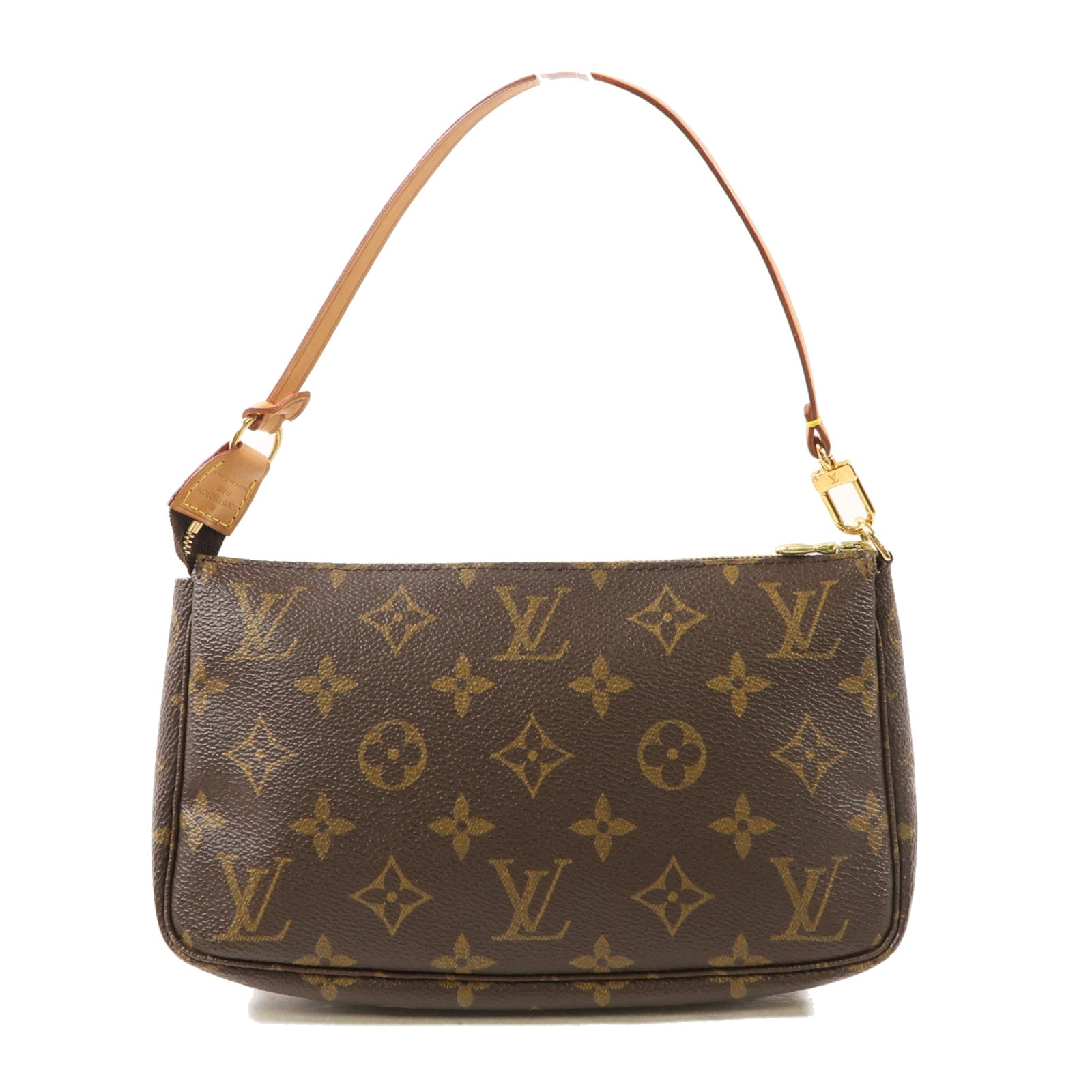 LOUIS VUITTON Monogram Pochette Accessoires金扣手拿包棕色