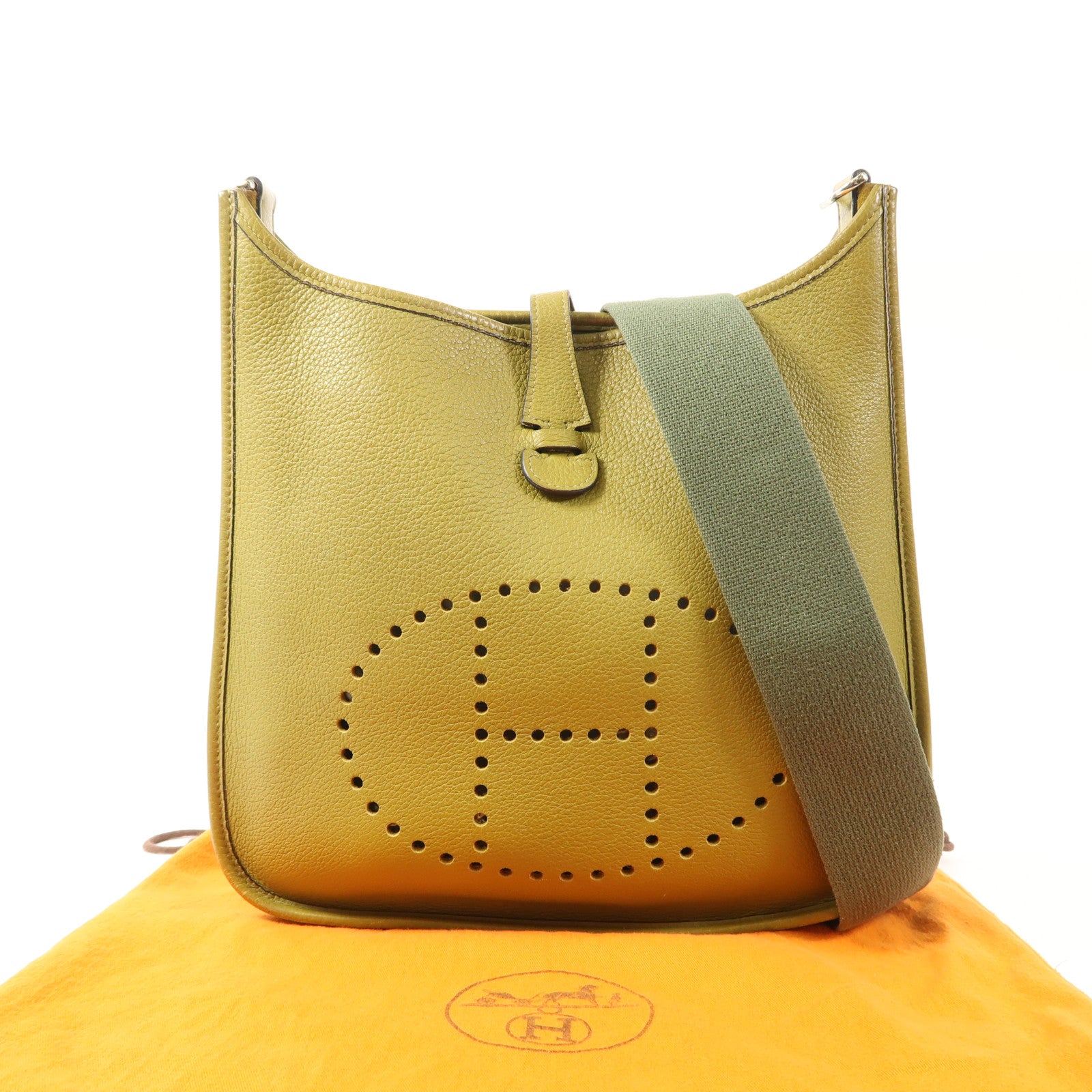 HERMES Clemence皮革Evelyne PM銀扣肩背袋