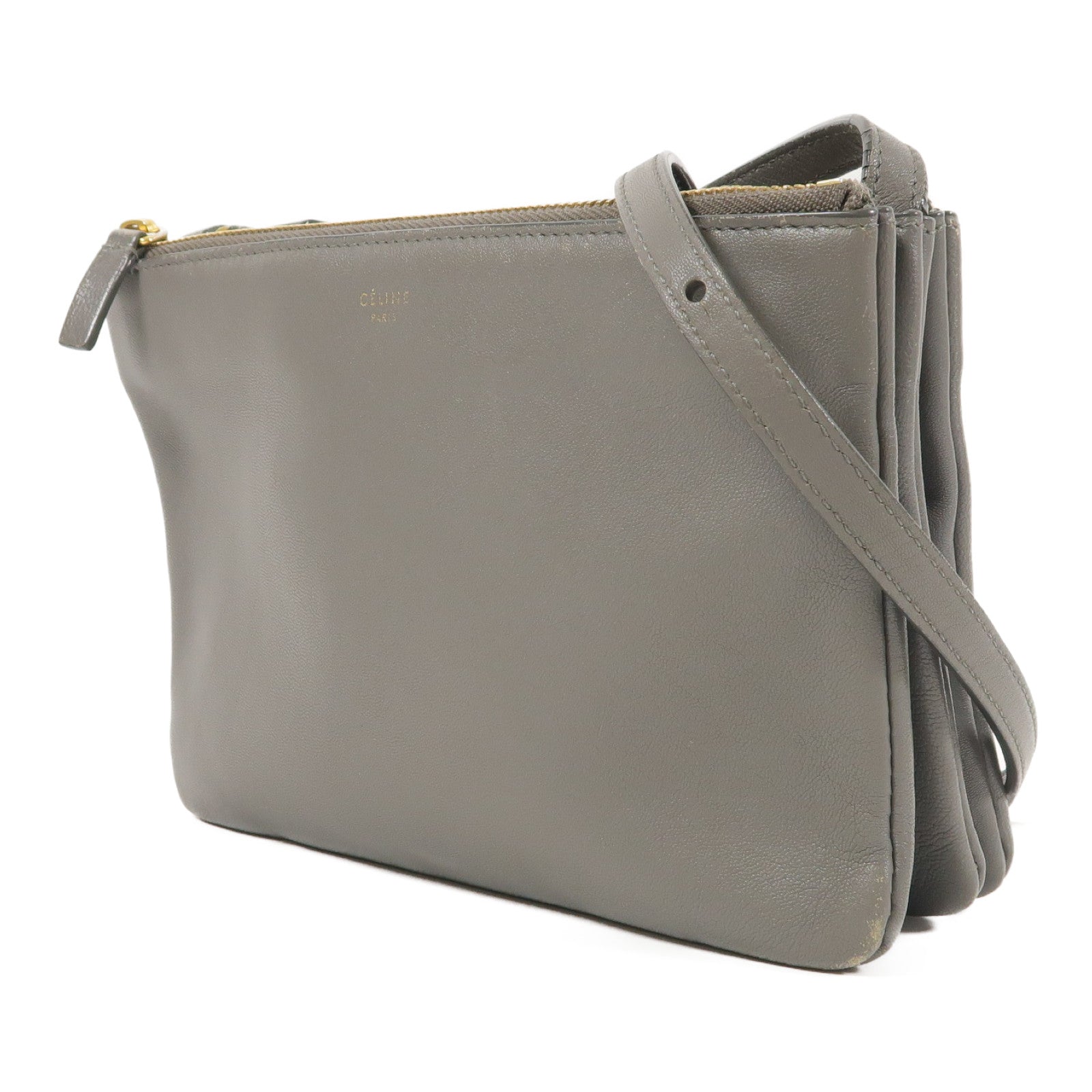 CELINE 【激減優惠】羊皮皮革Trio金扣肩背袋