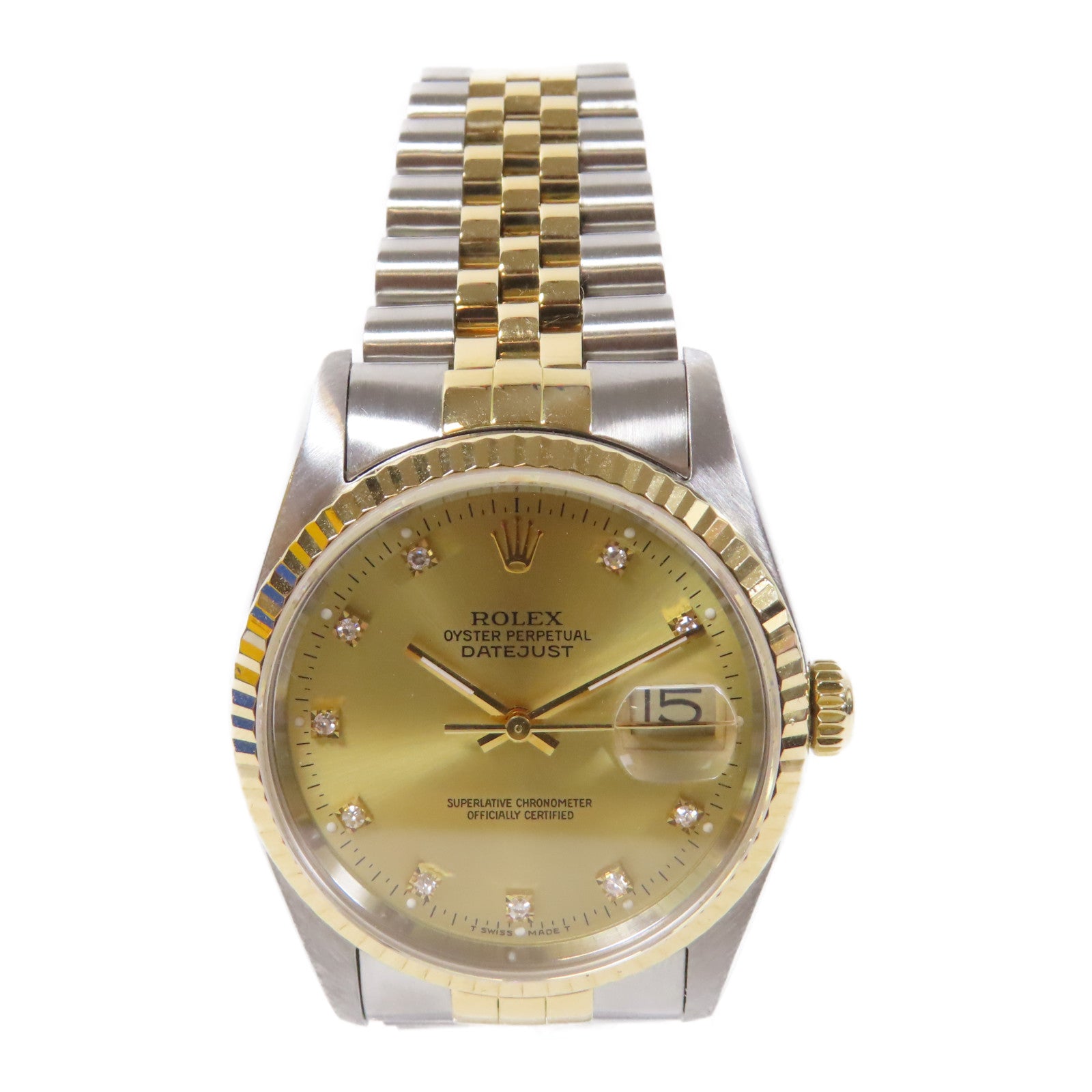 ROLEX Datejust 18K黃金/不鏽鋼手錶自動機芯金色